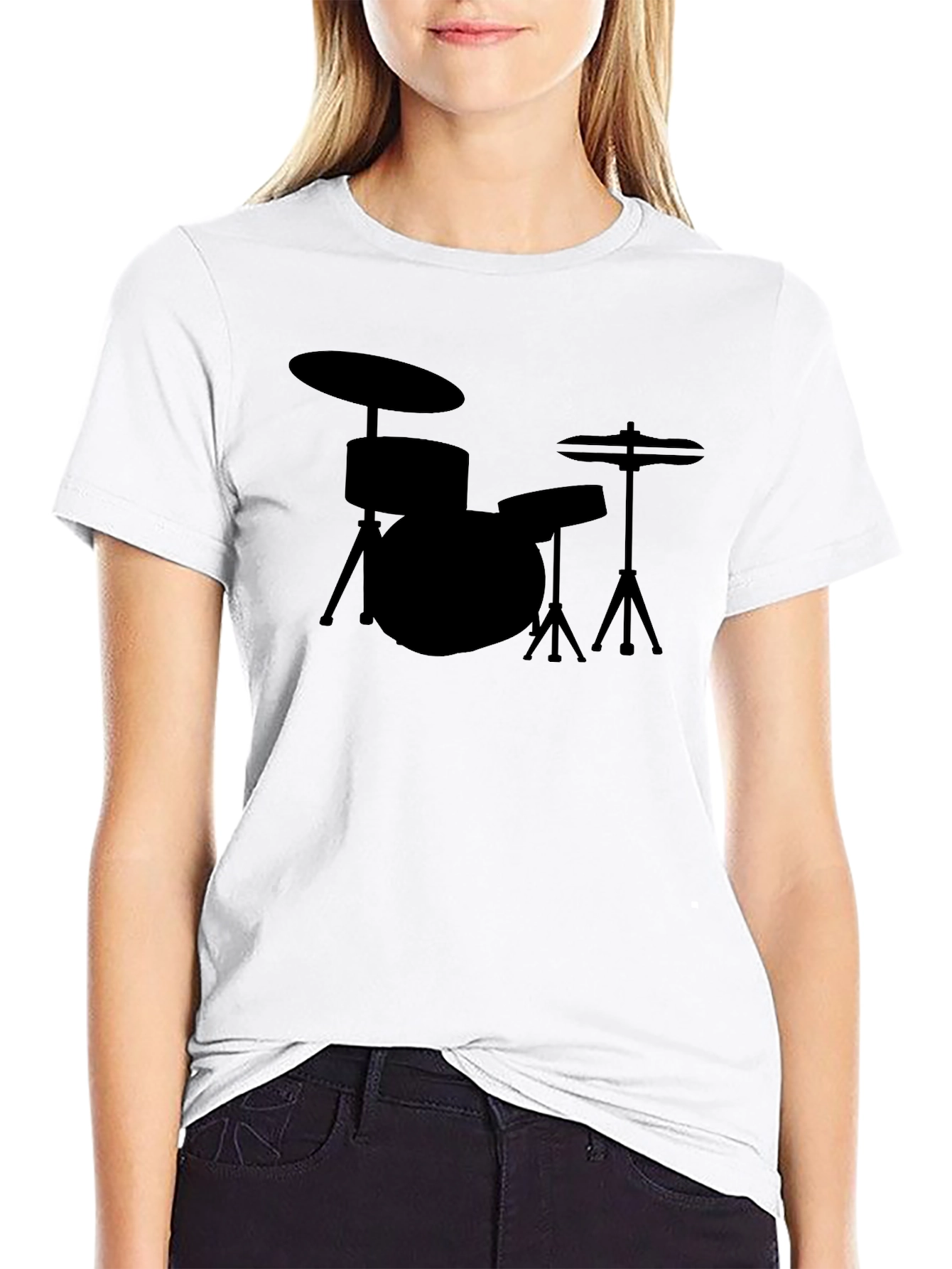 Black Drum Kit Silhouette T-Shirt