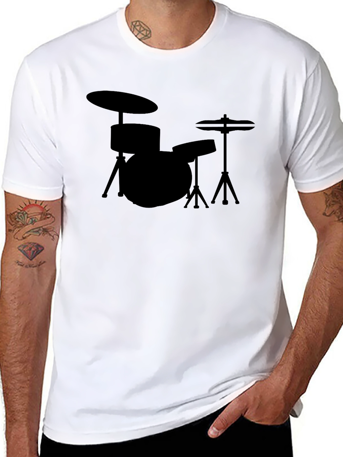 Black Drum Kit Silhouette T-Shirt