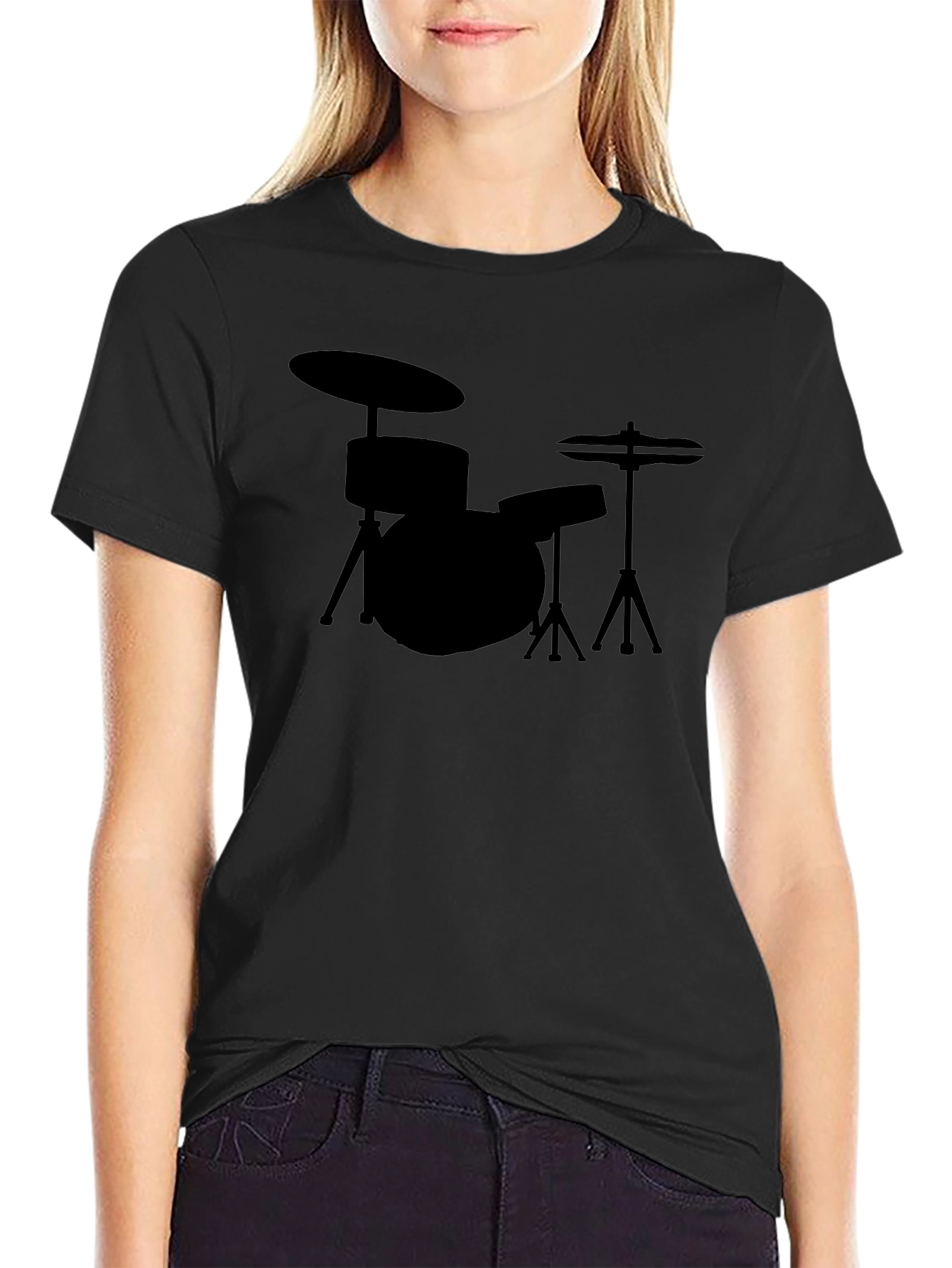 Black Drum Kit Silhouette T-Shirt