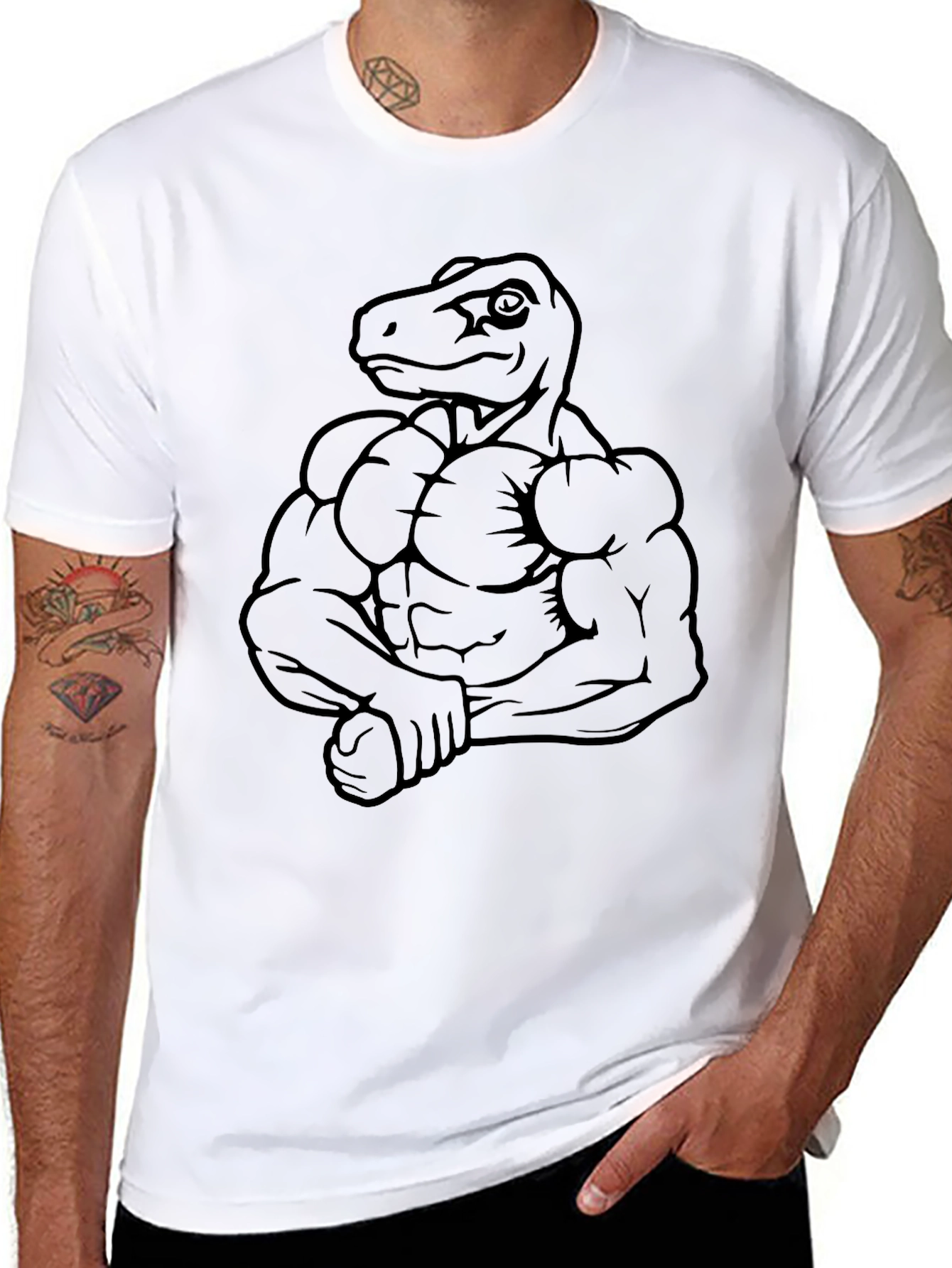Dino Muscle T-Shirt - Funny Gym Workout Tee