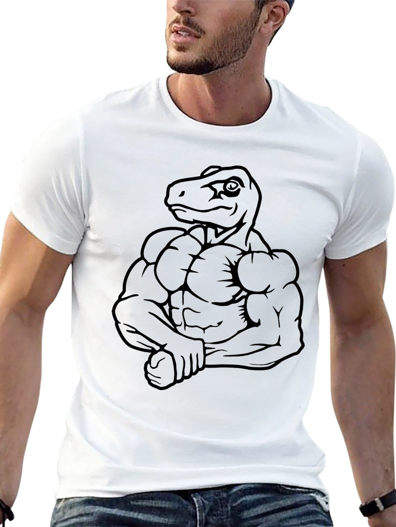 Dino Muscle T-Shirt - Funny Gym Workout Tee