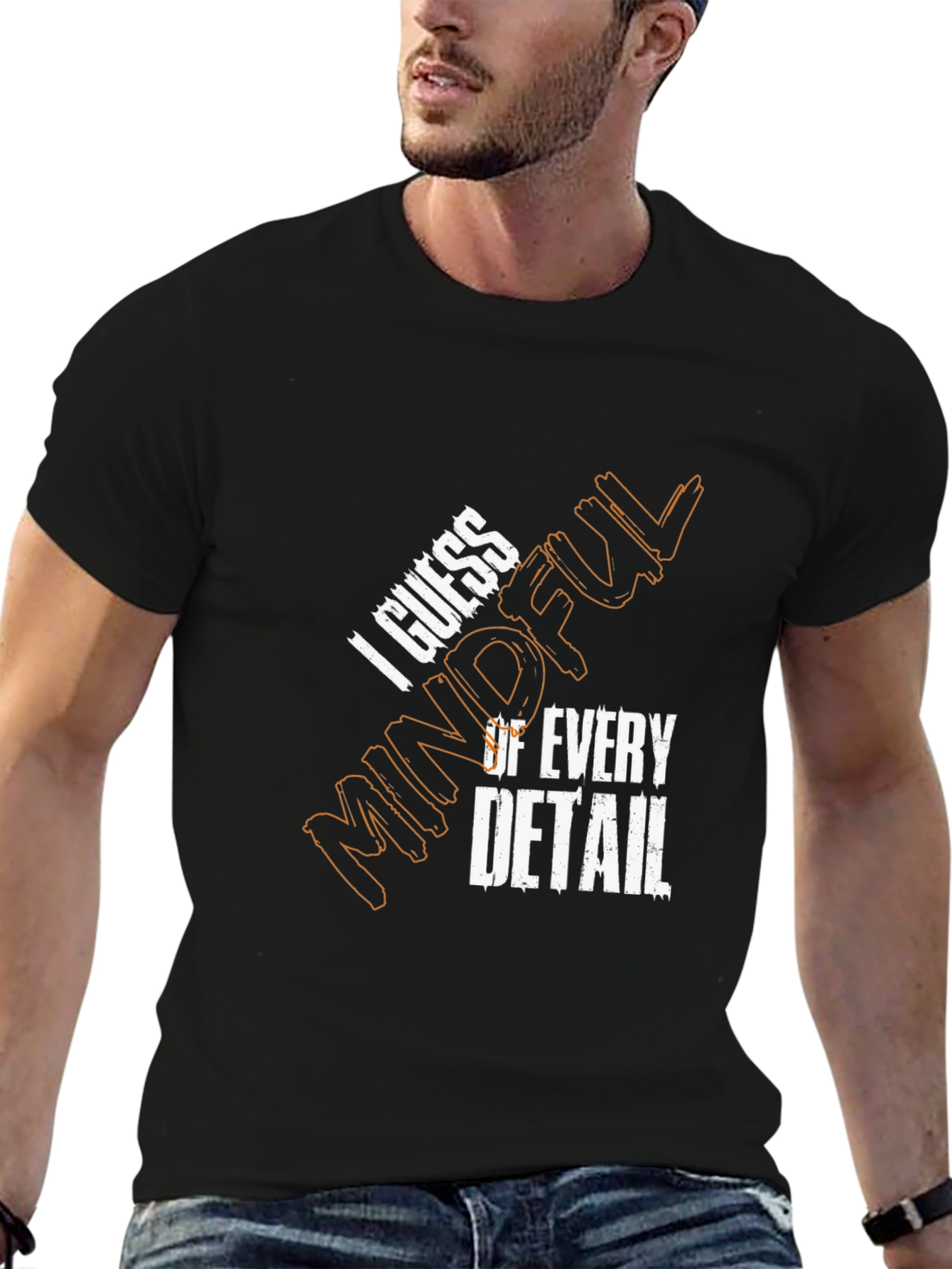 Mindful Detail Graphic Tee - Black Cotton Blend