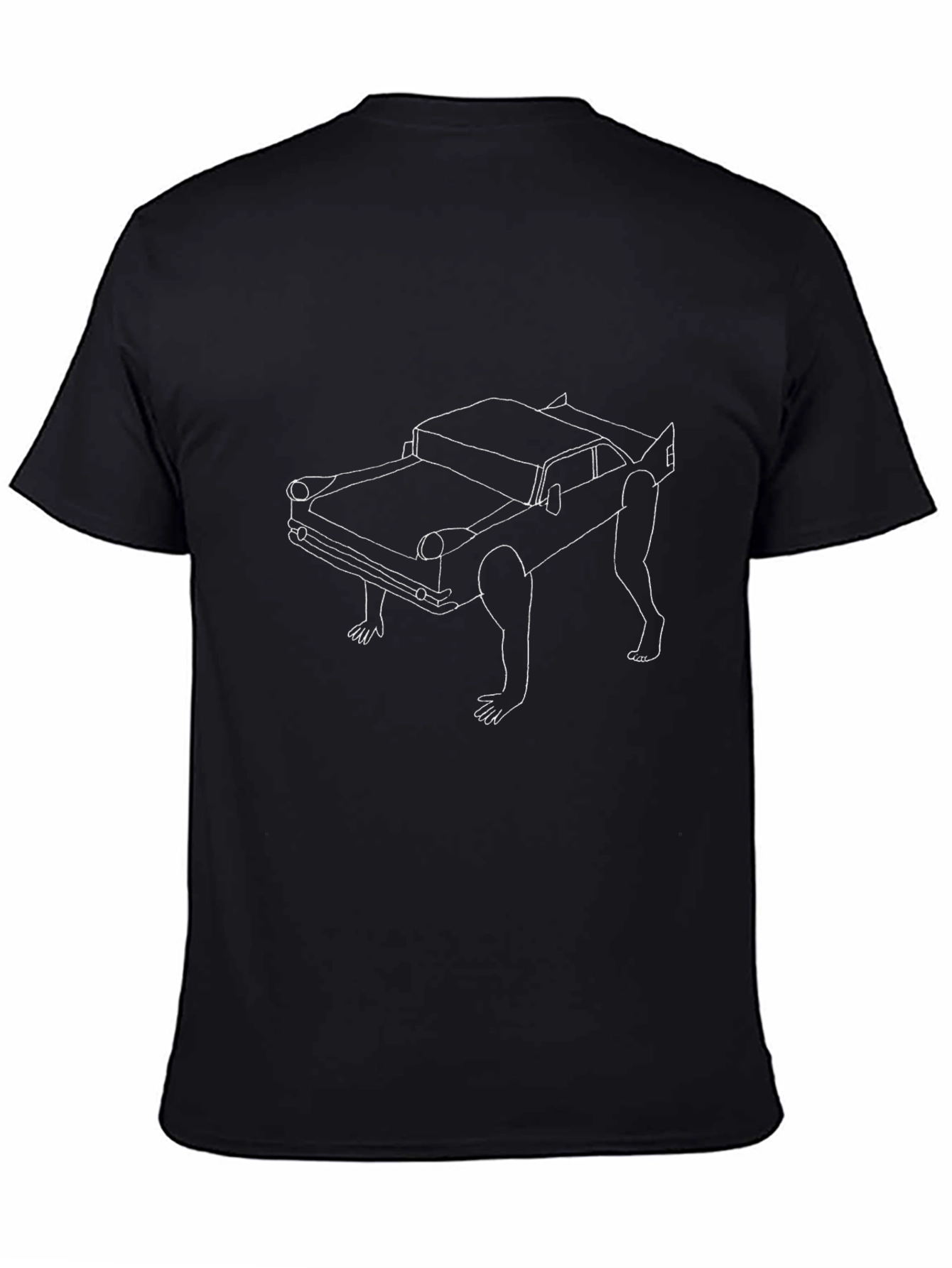 Walking Car Graphic Tee - Quirky Black T-Shirt