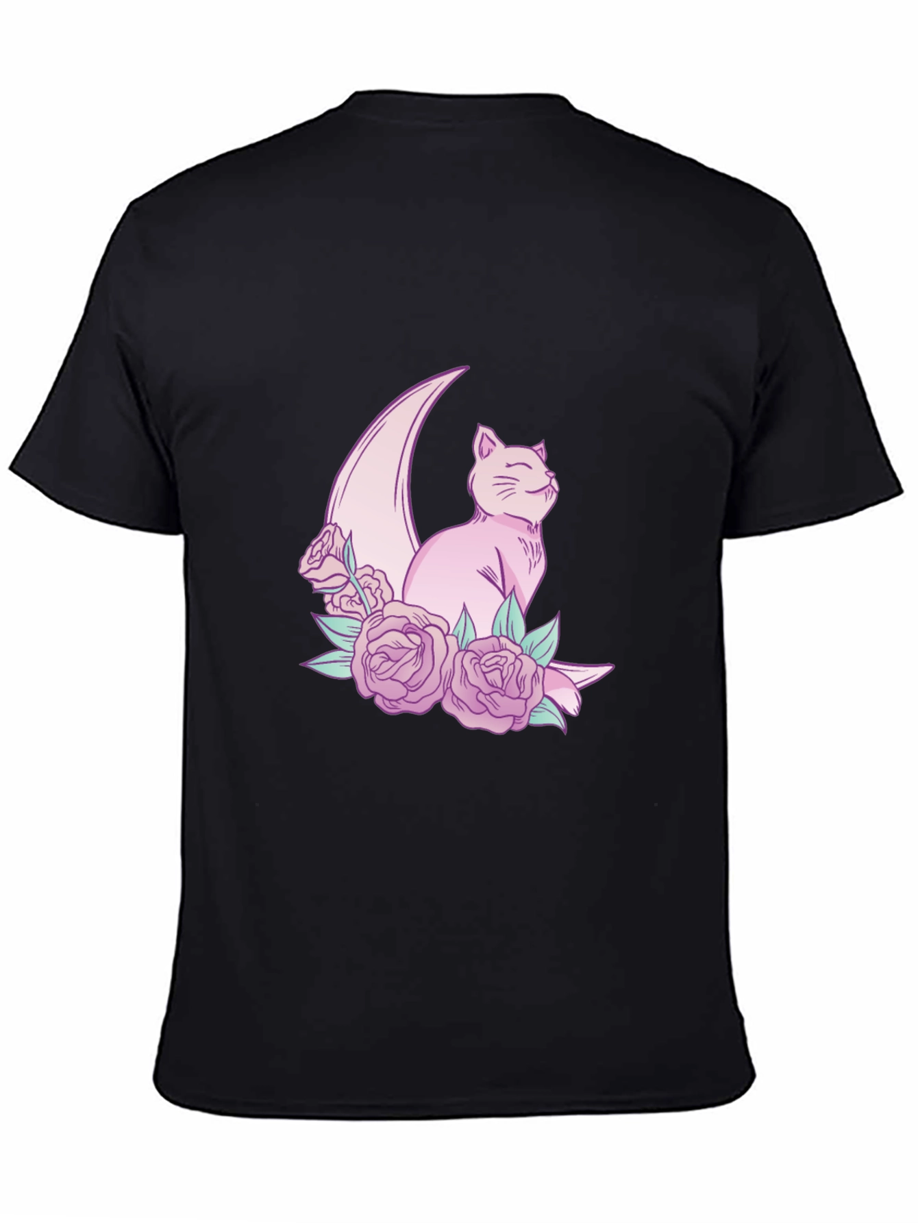 Crescent Cat T-Shirt - Whimsical Feline Design