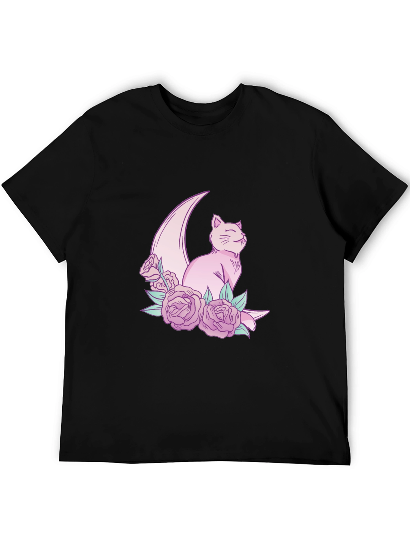 Crescent Cat T-Shirt - Whimsical Feline Design