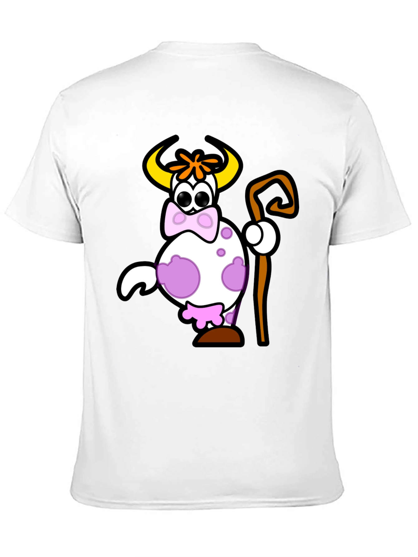 Cartoon Cow Graphic Black T-Shirt