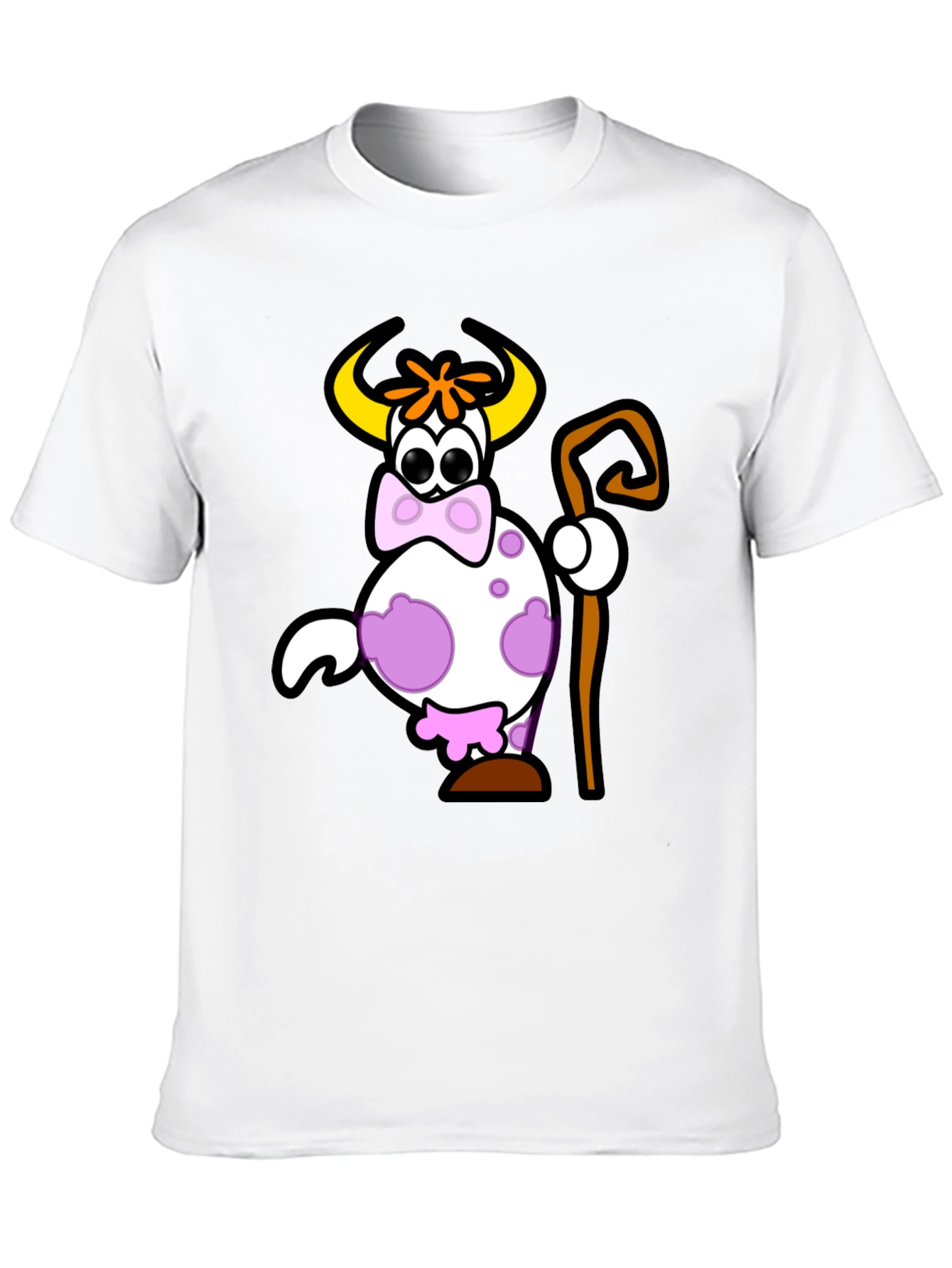 Cartoon Cow Graphic Black T-Shirt