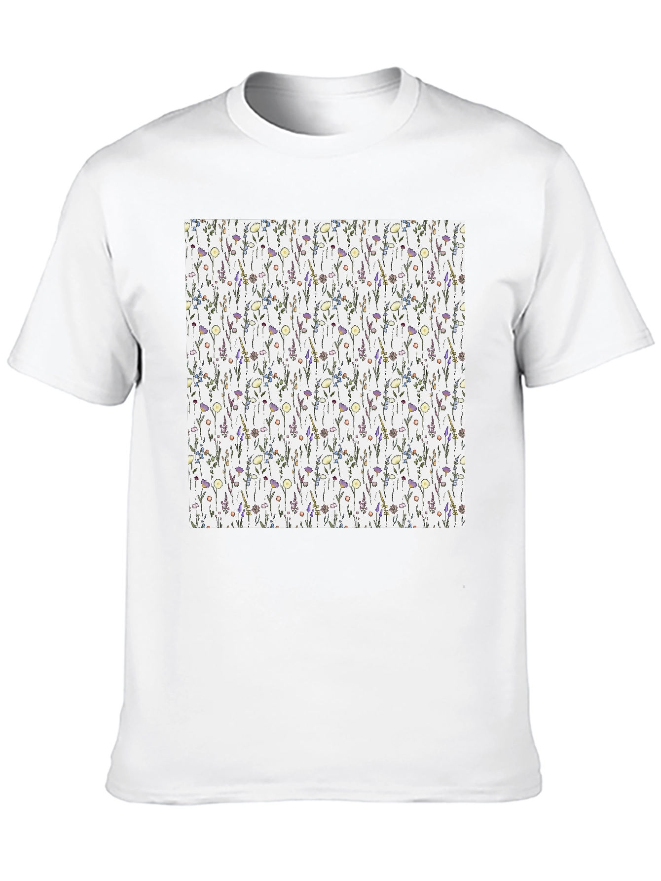 Floral Pattern T-Shirt - Black Casual Tee