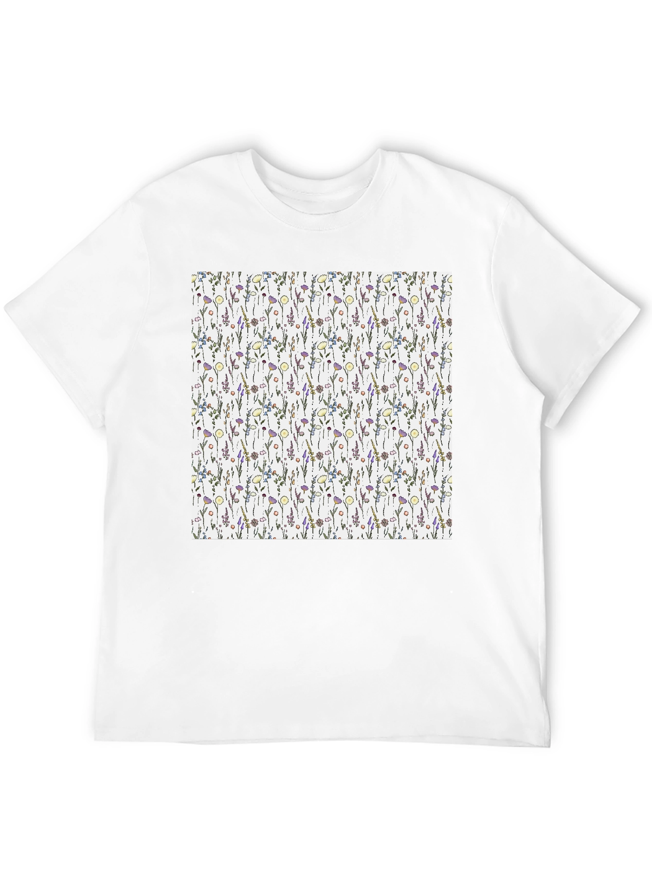 Floral Pattern T-Shirt - Black Casual Tee