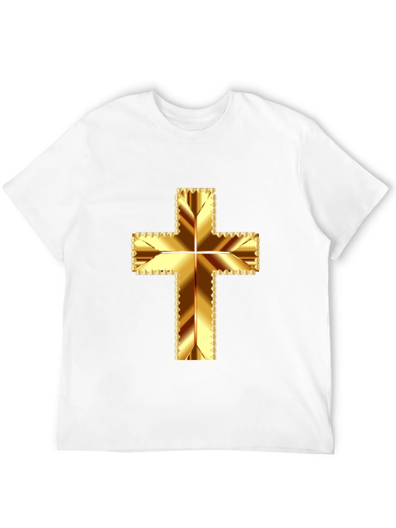 Gold Cross Graphic Tee - Religious Inspired Design