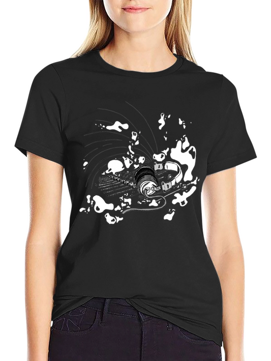 Abstract Headphones Graphic Tee - Black Cotton Blend