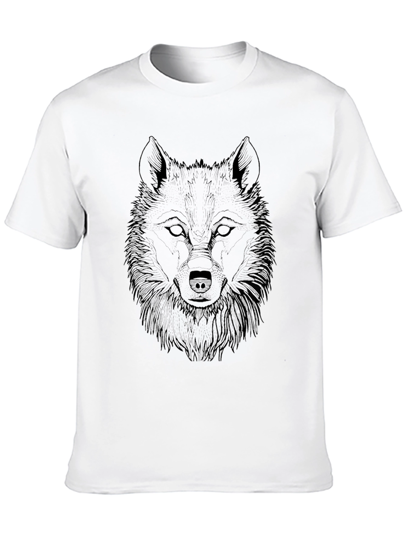 Black Wolf Graphic Tee - Mens Crew Neck T-Shirt