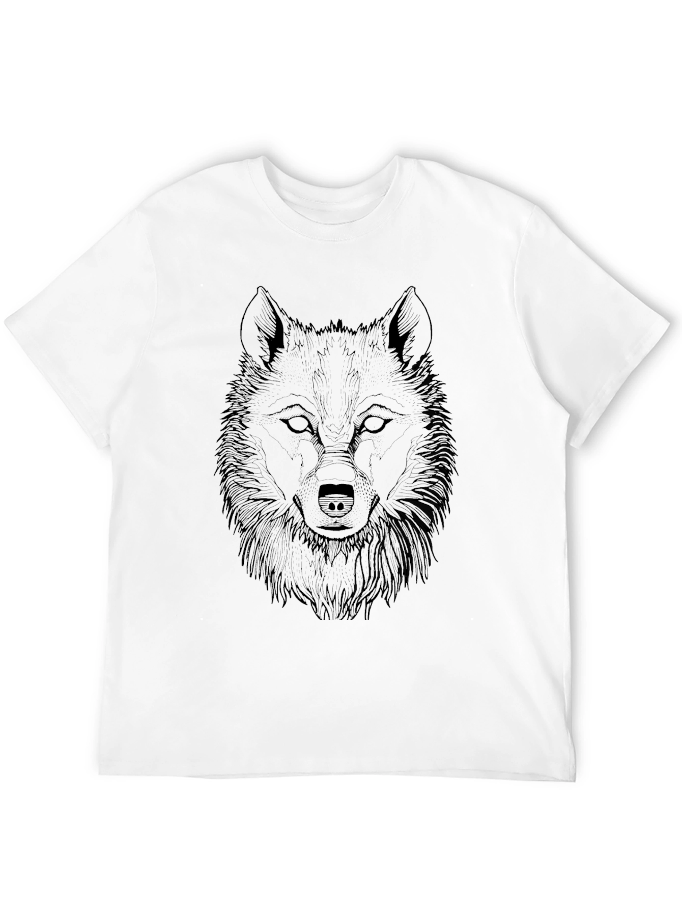 Black Wolf Graphic Tee - Mens Crew Neck T-Shirt