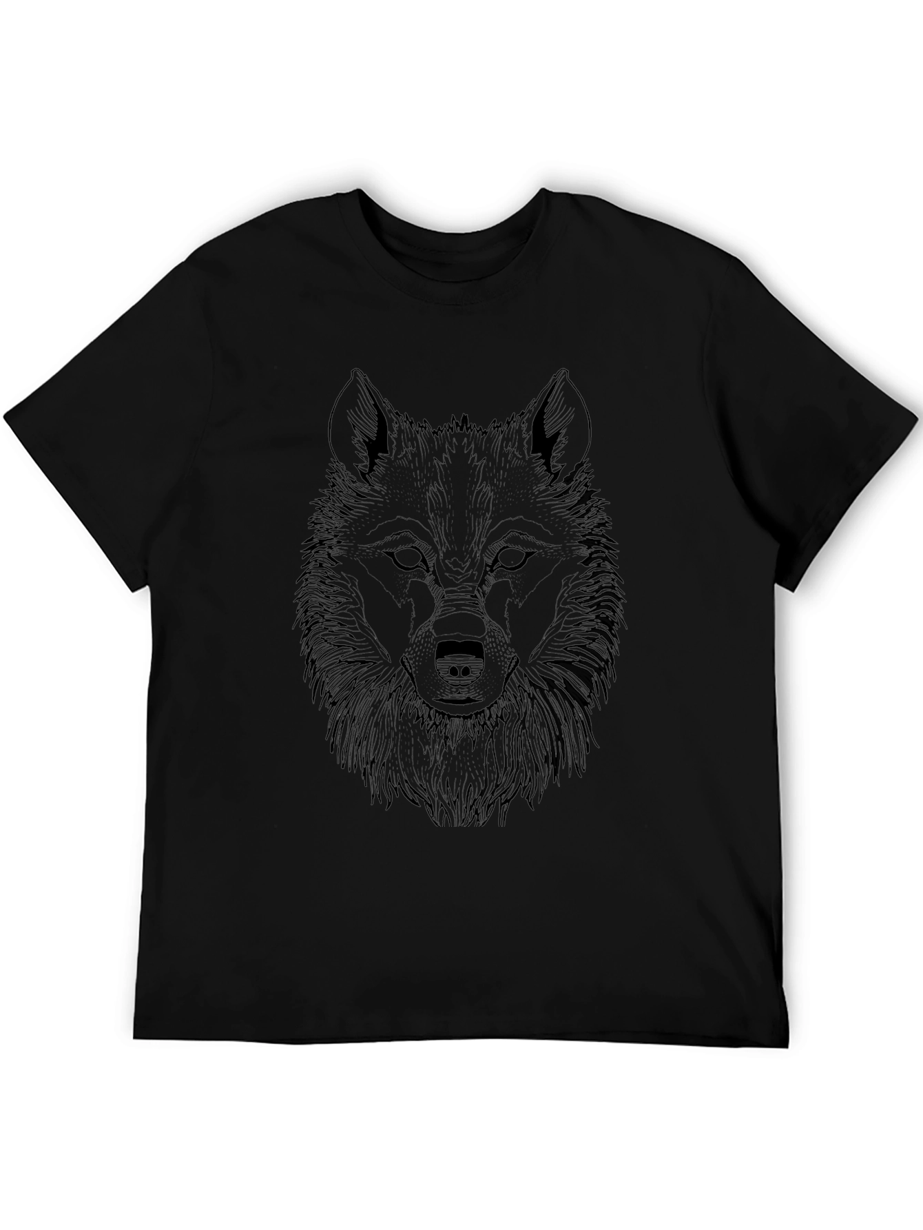 Black Wolf Graphic Tee - Mens Crew Neck T-Shirt