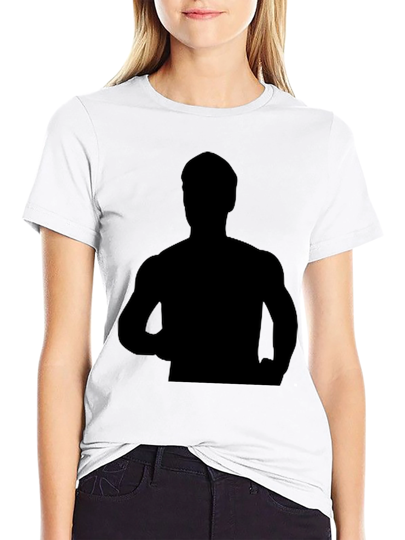 Black Graphic Tee - Mystery Silhouette Design