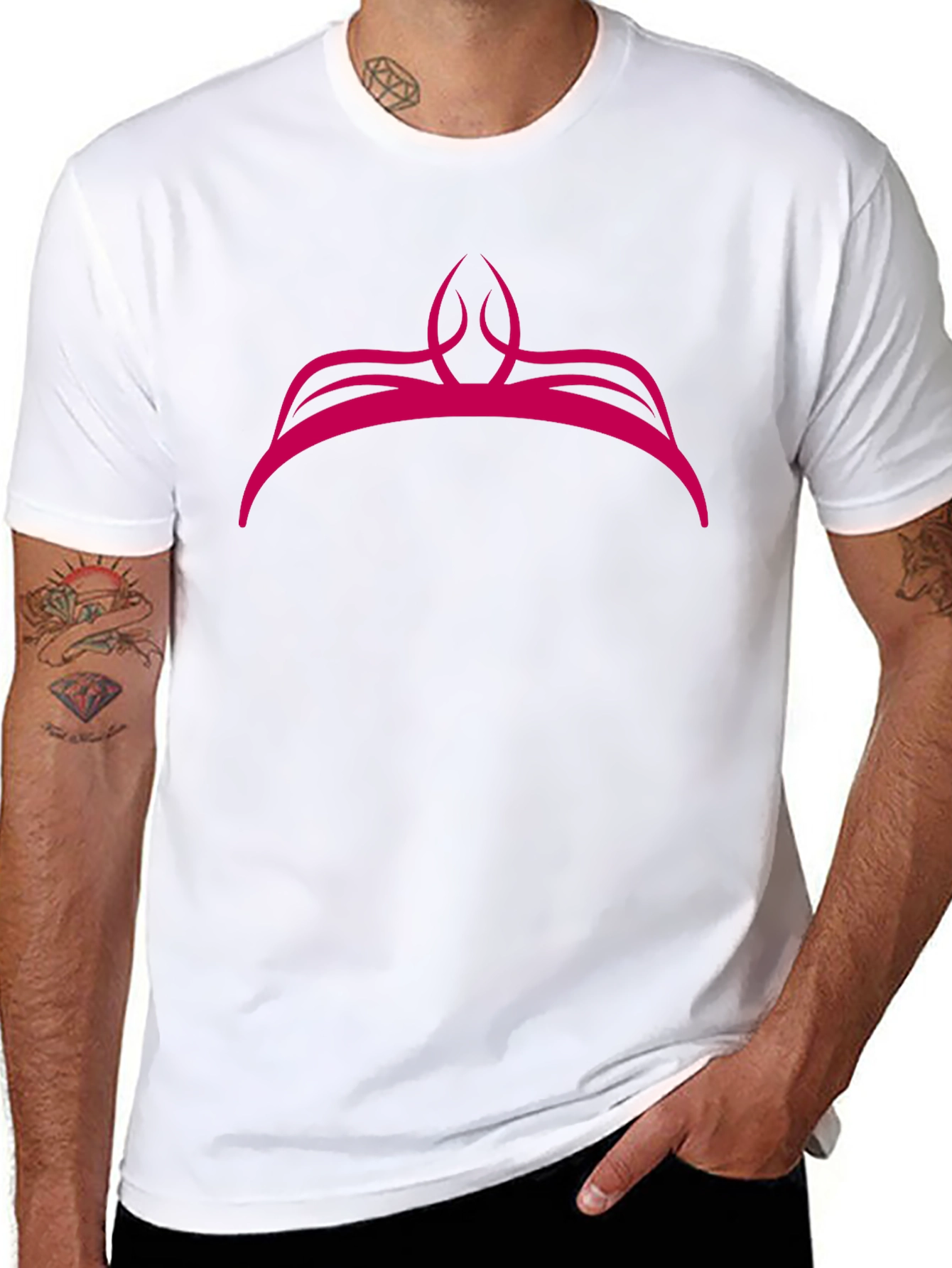 Pink Crown Graphic Black T-Shirt