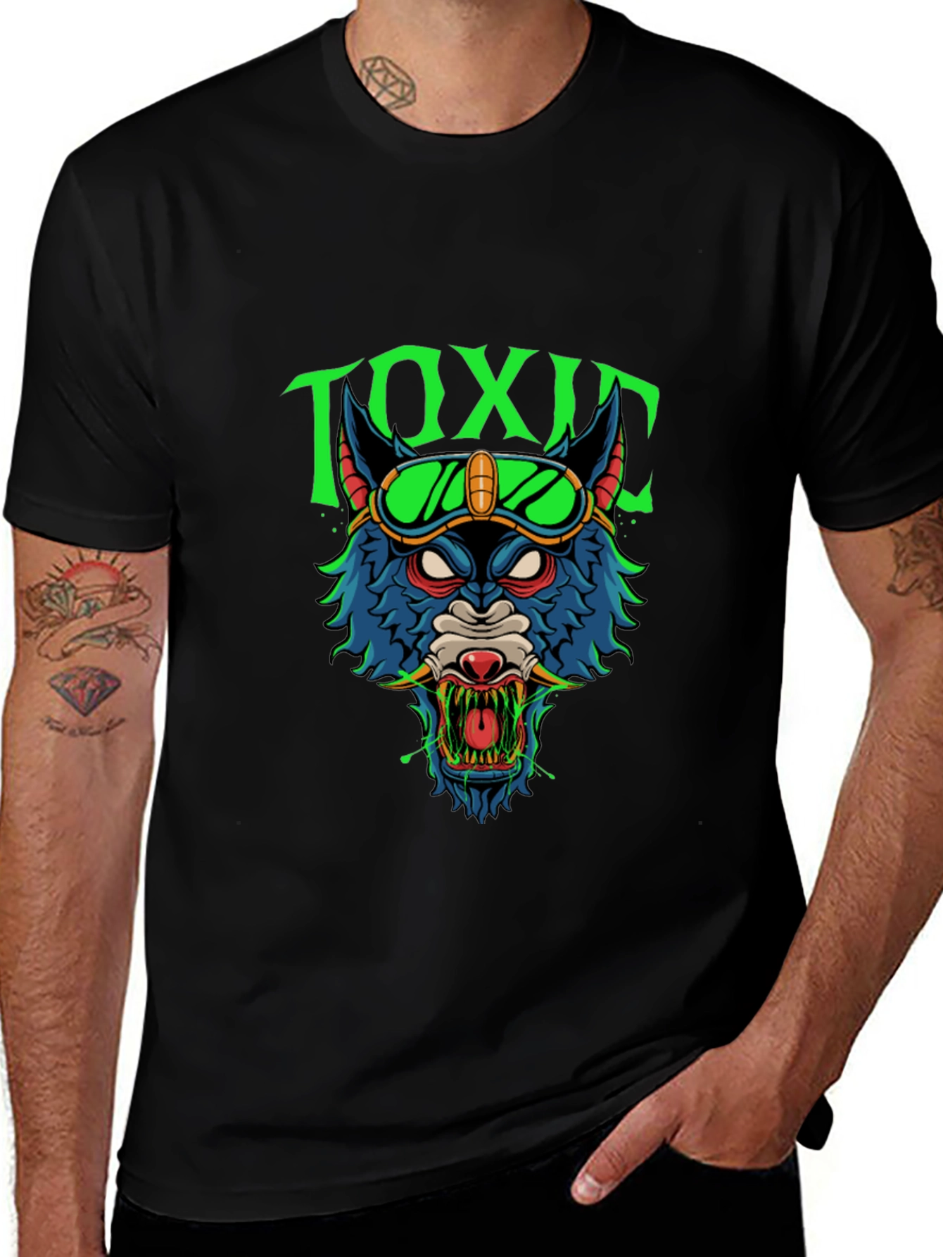 Toxic Wolf Graphic Tee - Mens Black T-Shirt