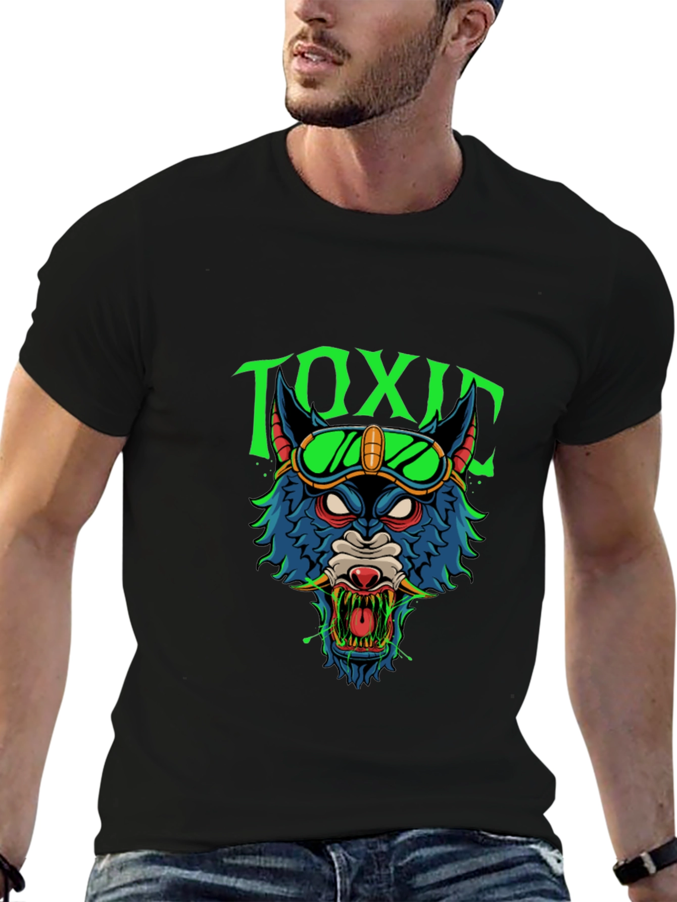 Toxic Wolf Graphic Tee - Mens Black T-Shirt