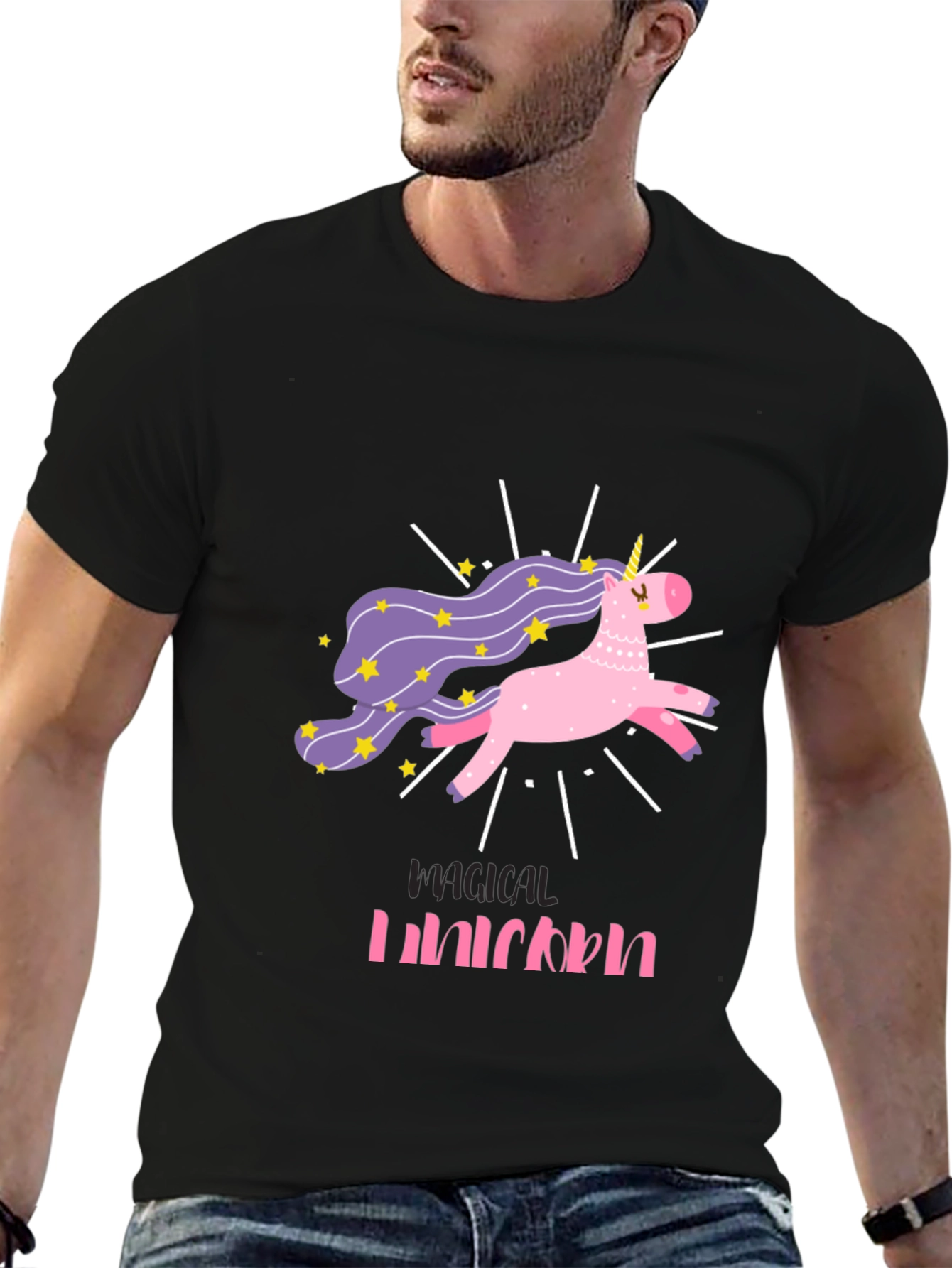 Magical Unicorn Graphic Tee - Black