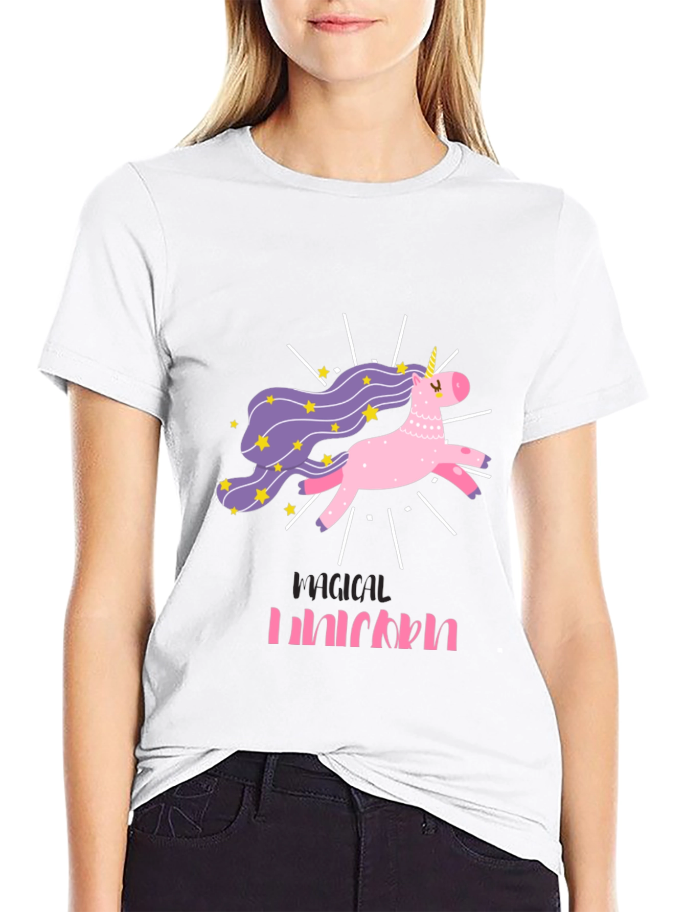 Magical Unicorn Graphic Tee - Black