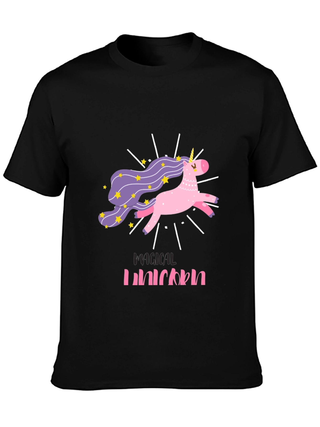 Magical Unicorn Graphic Tee - Black