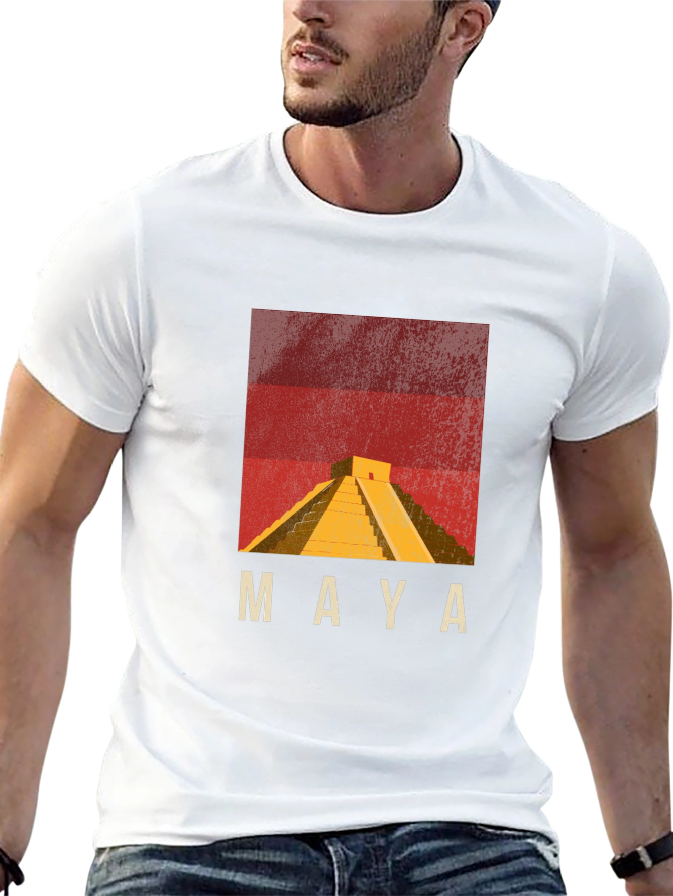 Maya Pyramid Graphic T-Shirt - Black