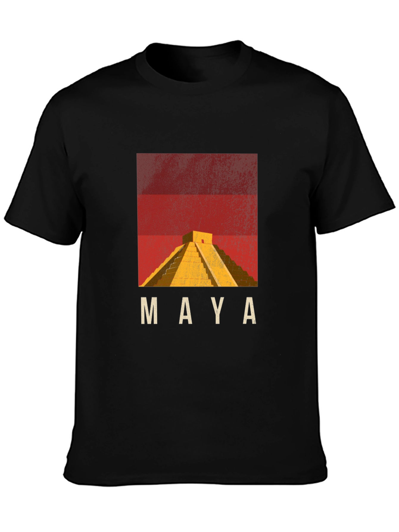 Maya Pyramid Graphic T-Shirt - Black