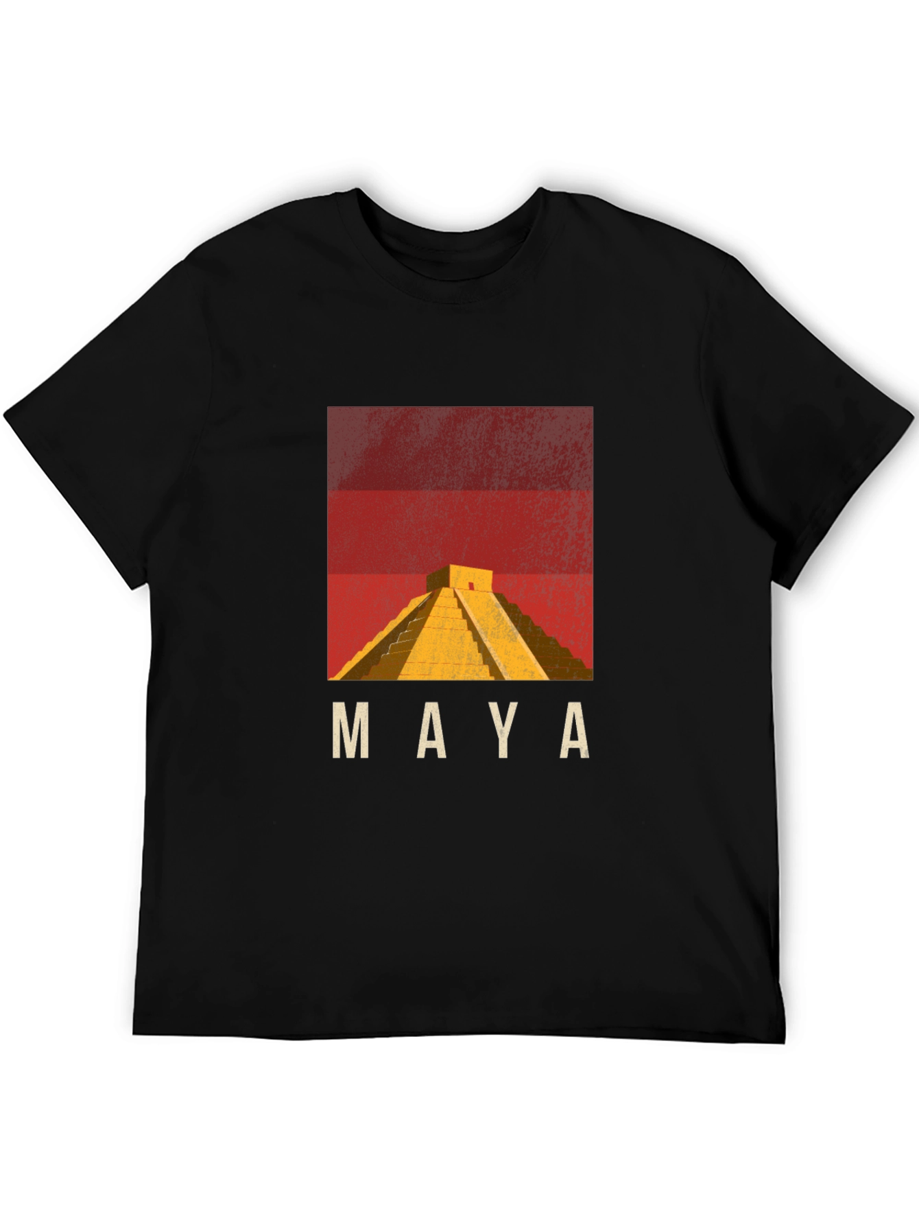 Maya Pyramid Graphic T-Shirt - Black