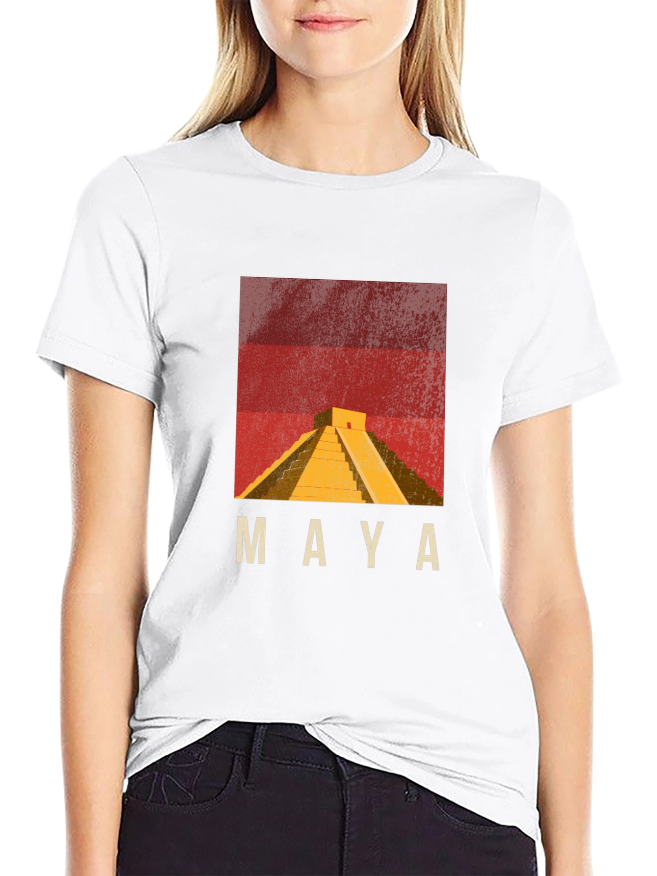 Maya Pyramid Graphic T-Shirt - Black