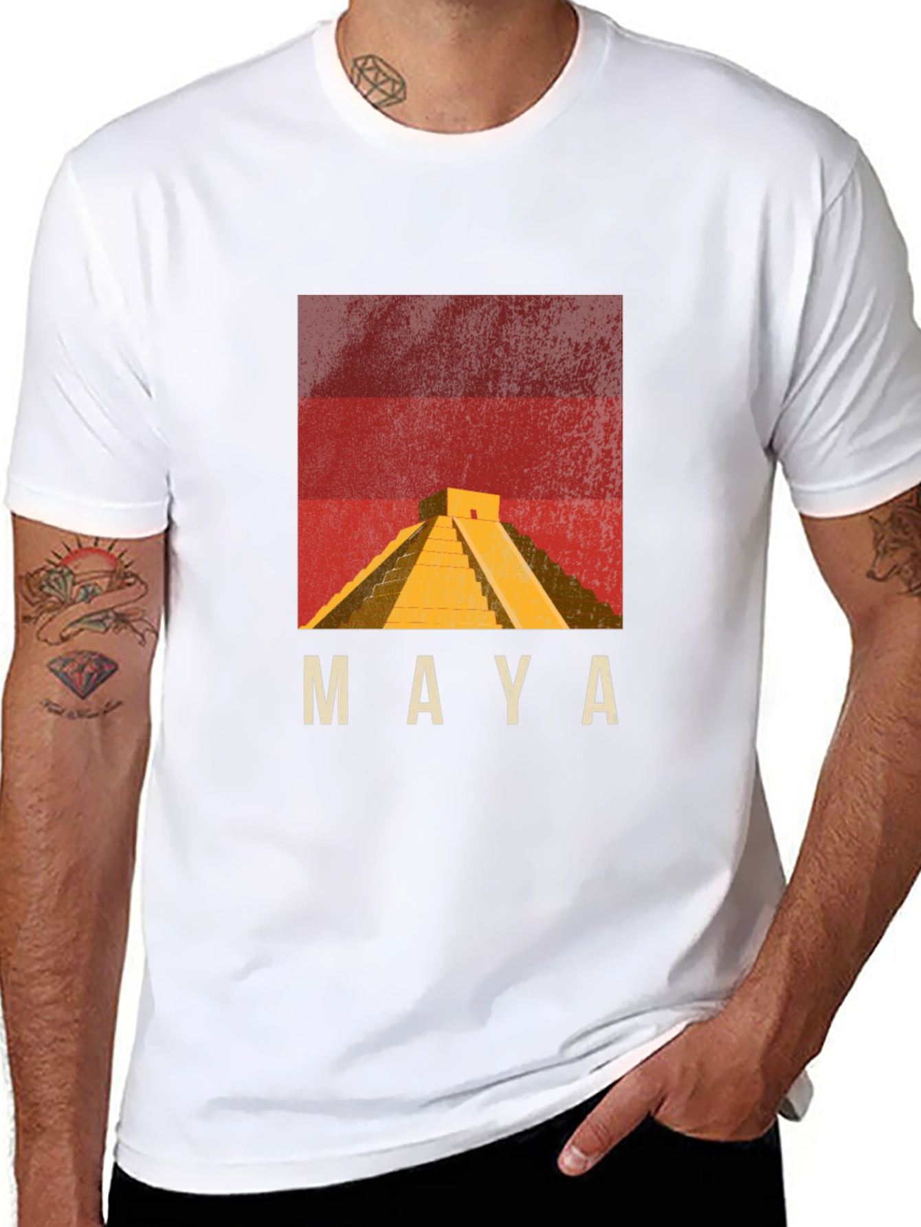 Maya Pyramid Graphic T-Shirt - Black