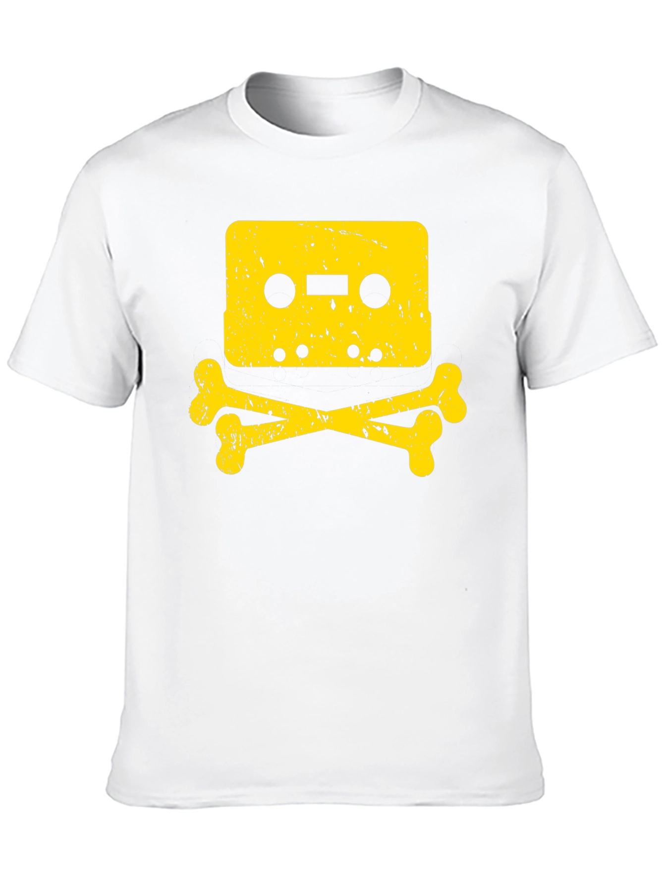 Retro Cassette Skull Graphic Tee - Black