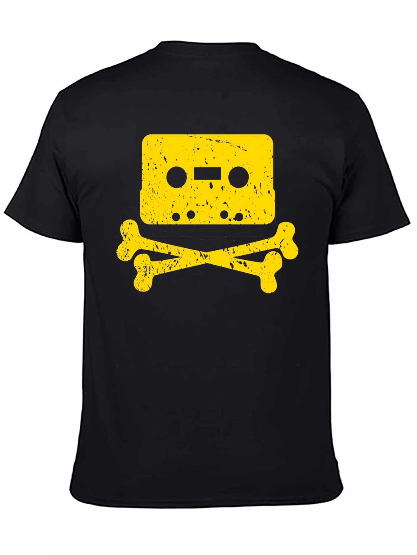 Retro Cassette Skull Graphic Tee - Black