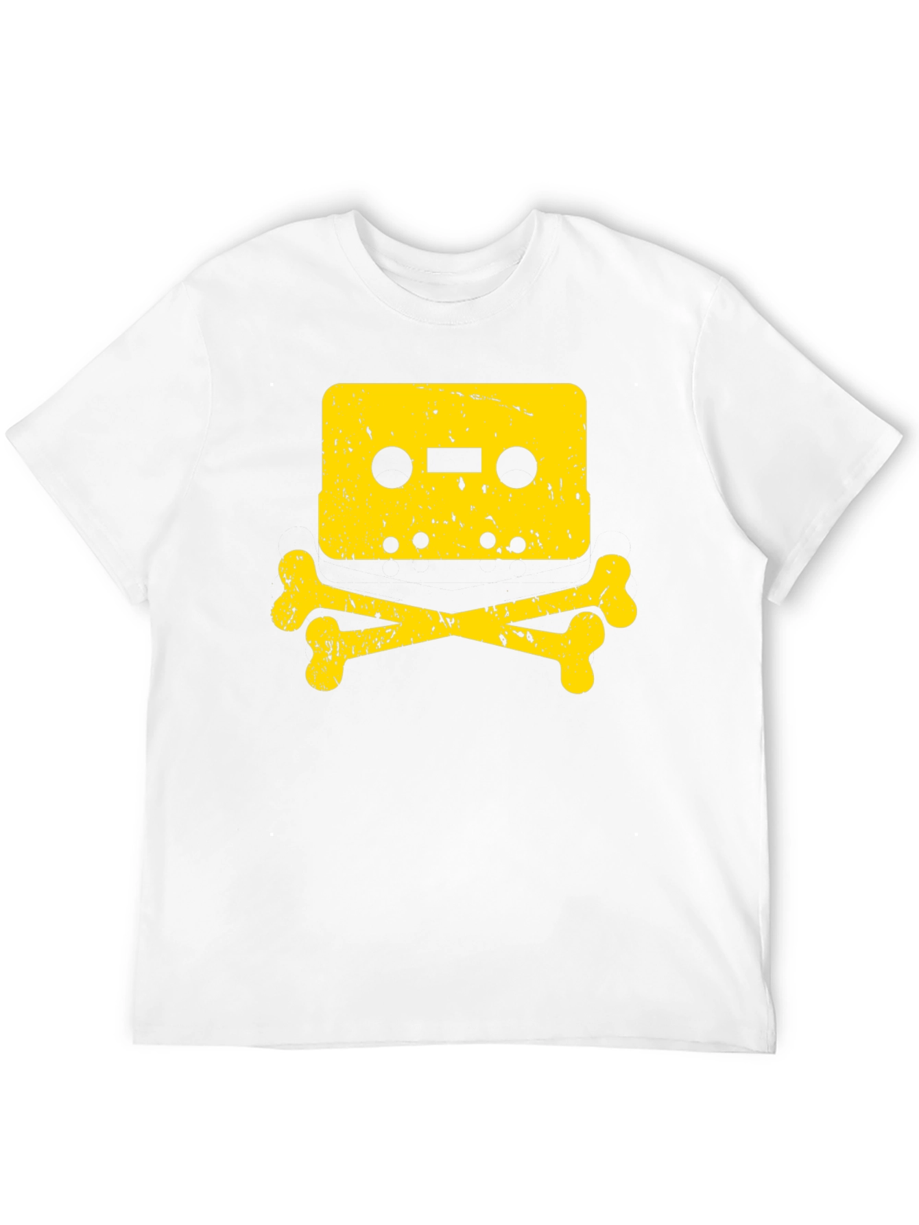Retro Cassette Skull Graphic Tee - Black