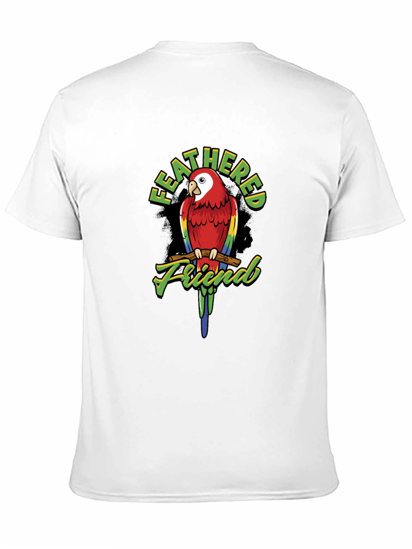 Feathered Friend Parrot Graphic T-Shirt - Black
