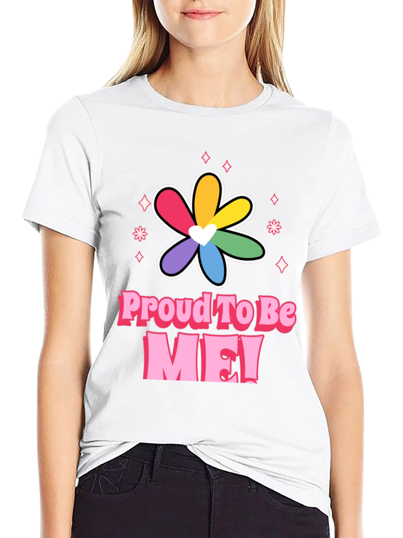 Proud To Be ME! Rainbow Pride Flower Tee