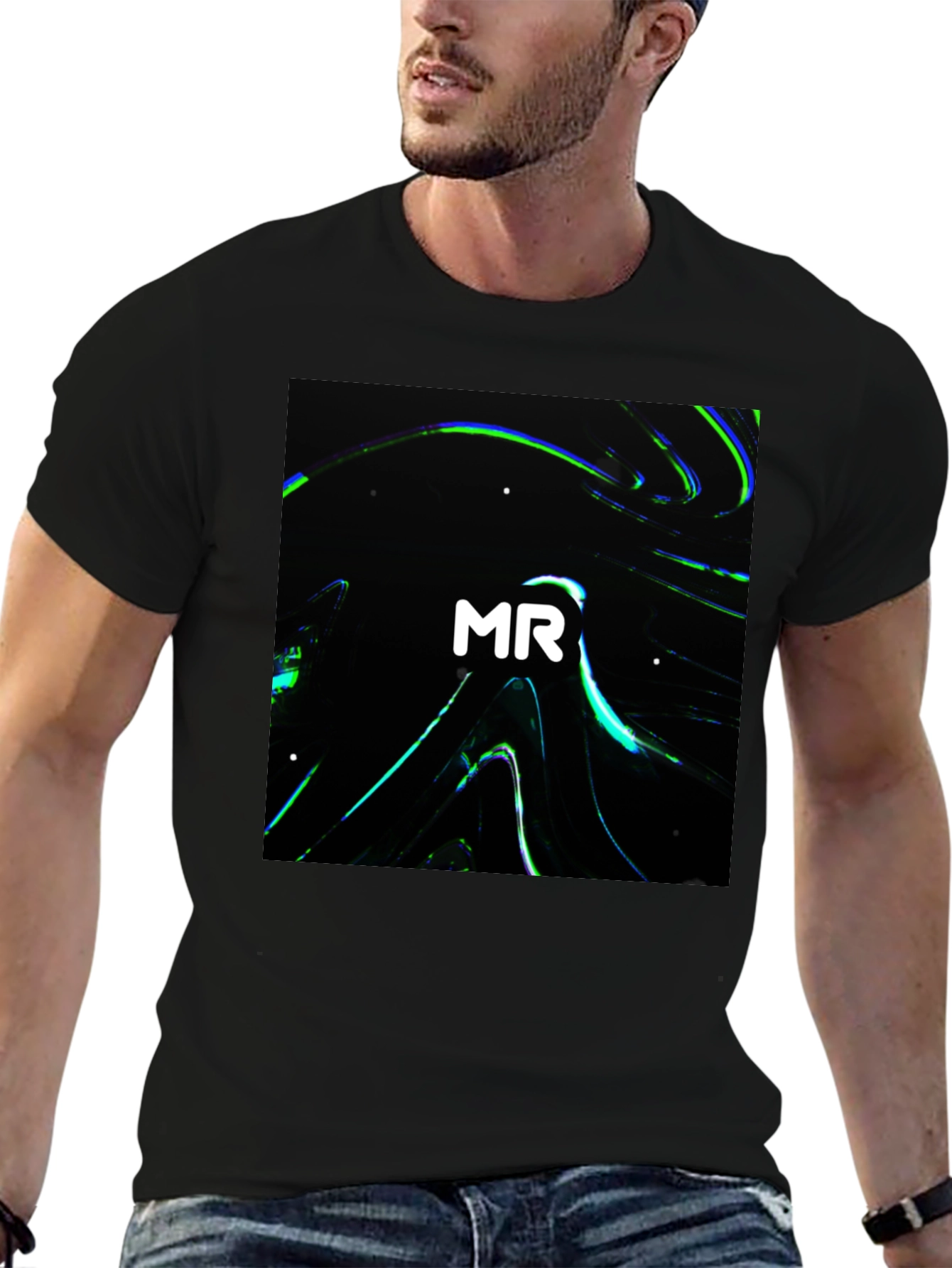 MR Abstract Black Graphic Tee - Modern Casual Wear