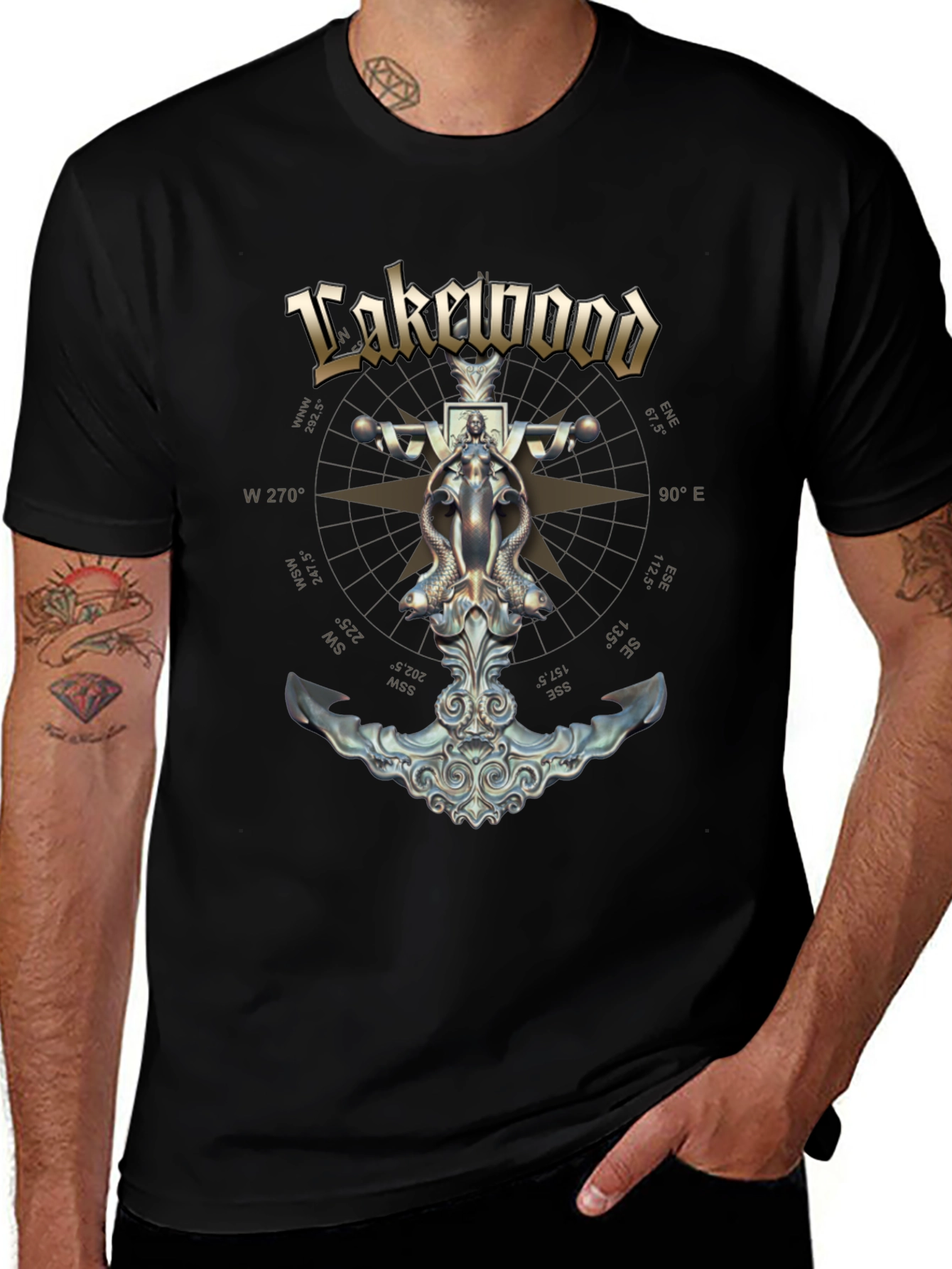 Lakewood Compass Graphic Black T-Shirt