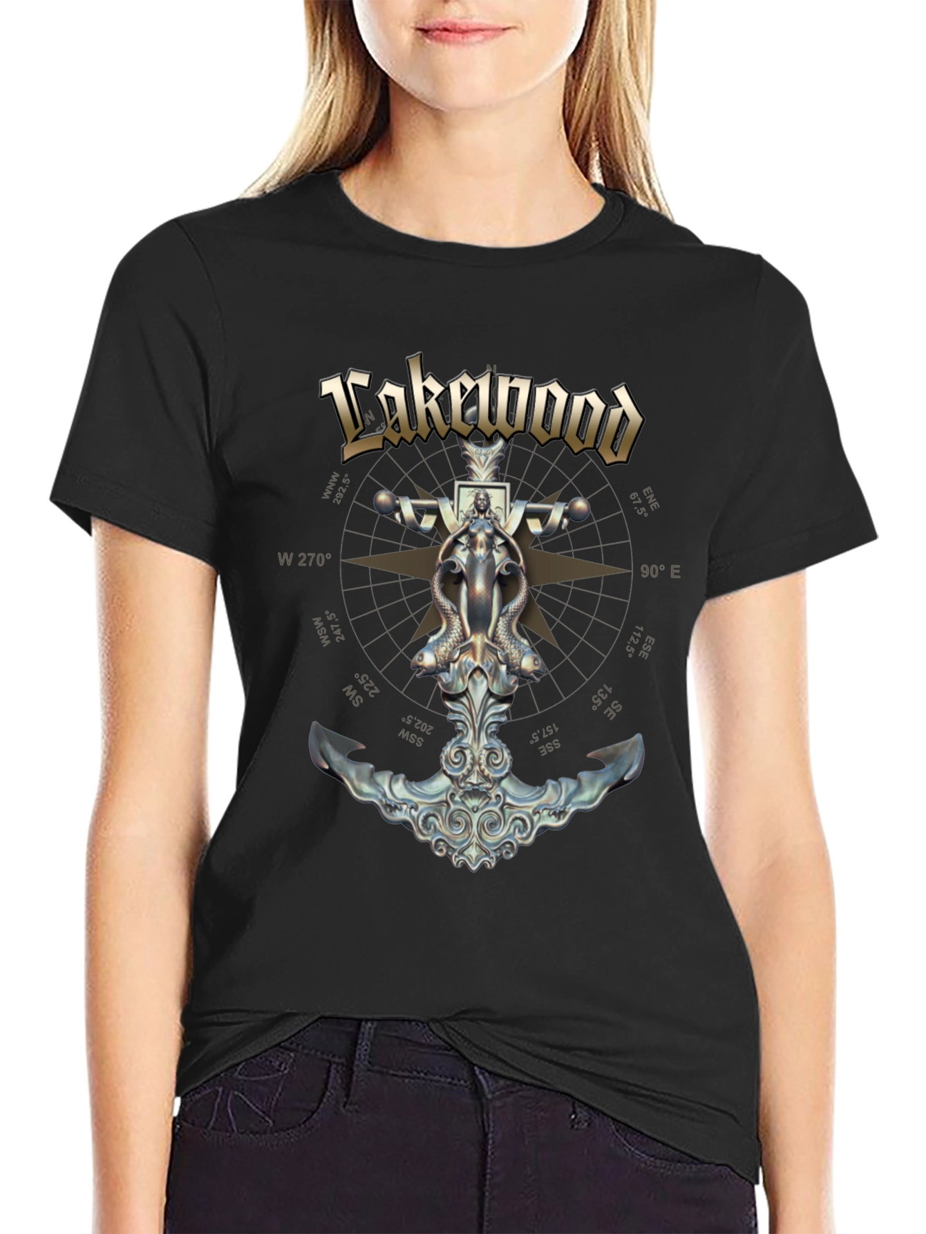 Lakewood Compass Graphic Black T-Shirt
