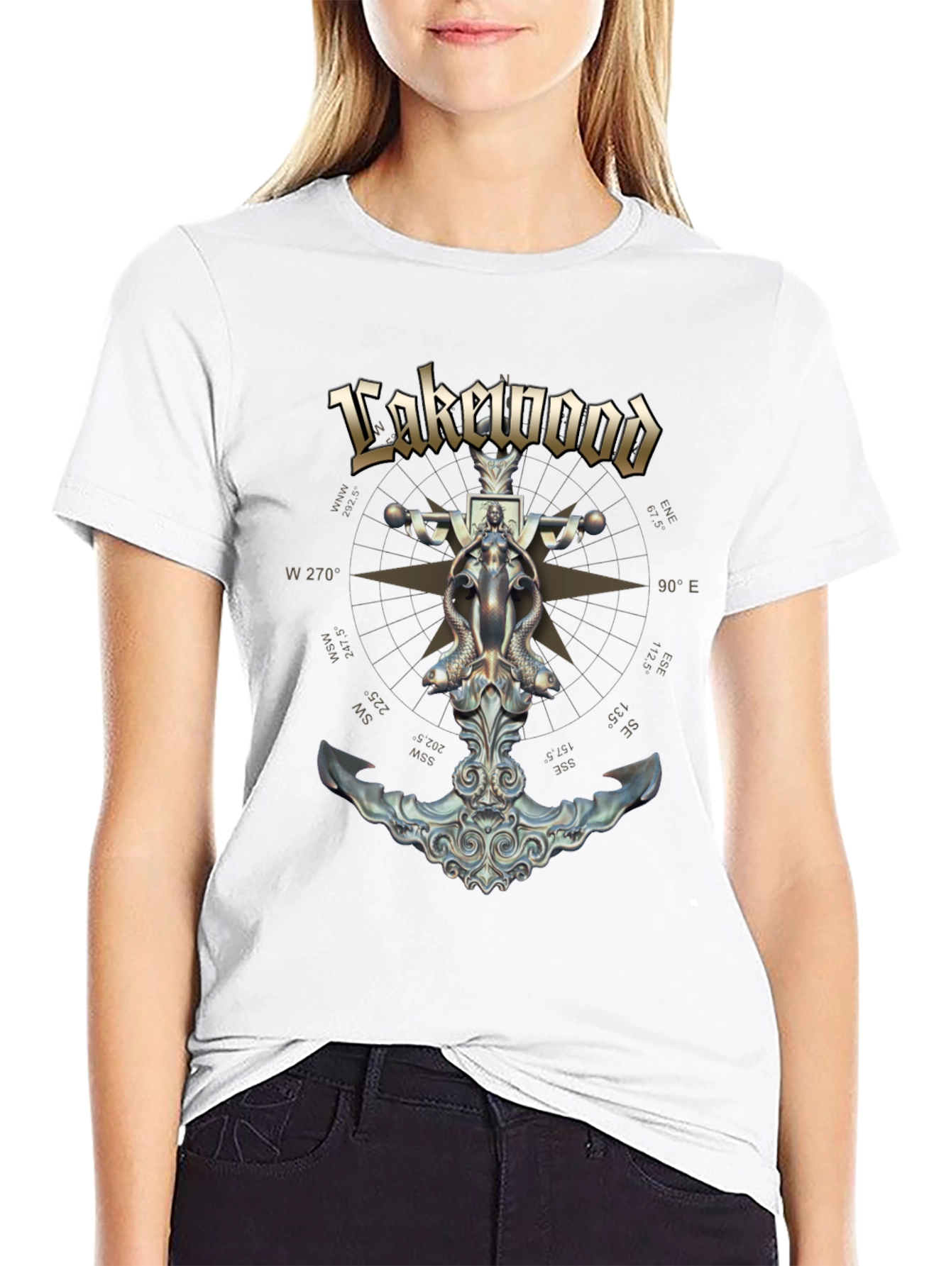 Lakewood Compass Graphic Black T-Shirt