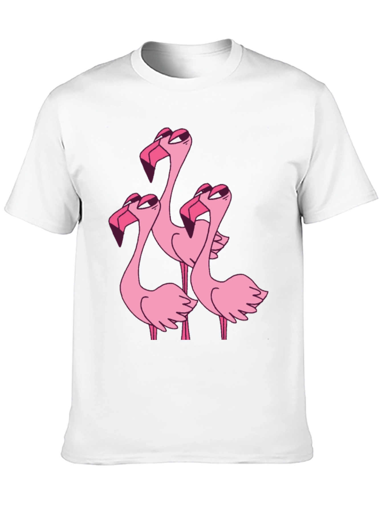 Flamingo Cartoon Graphic Black T-Shirt