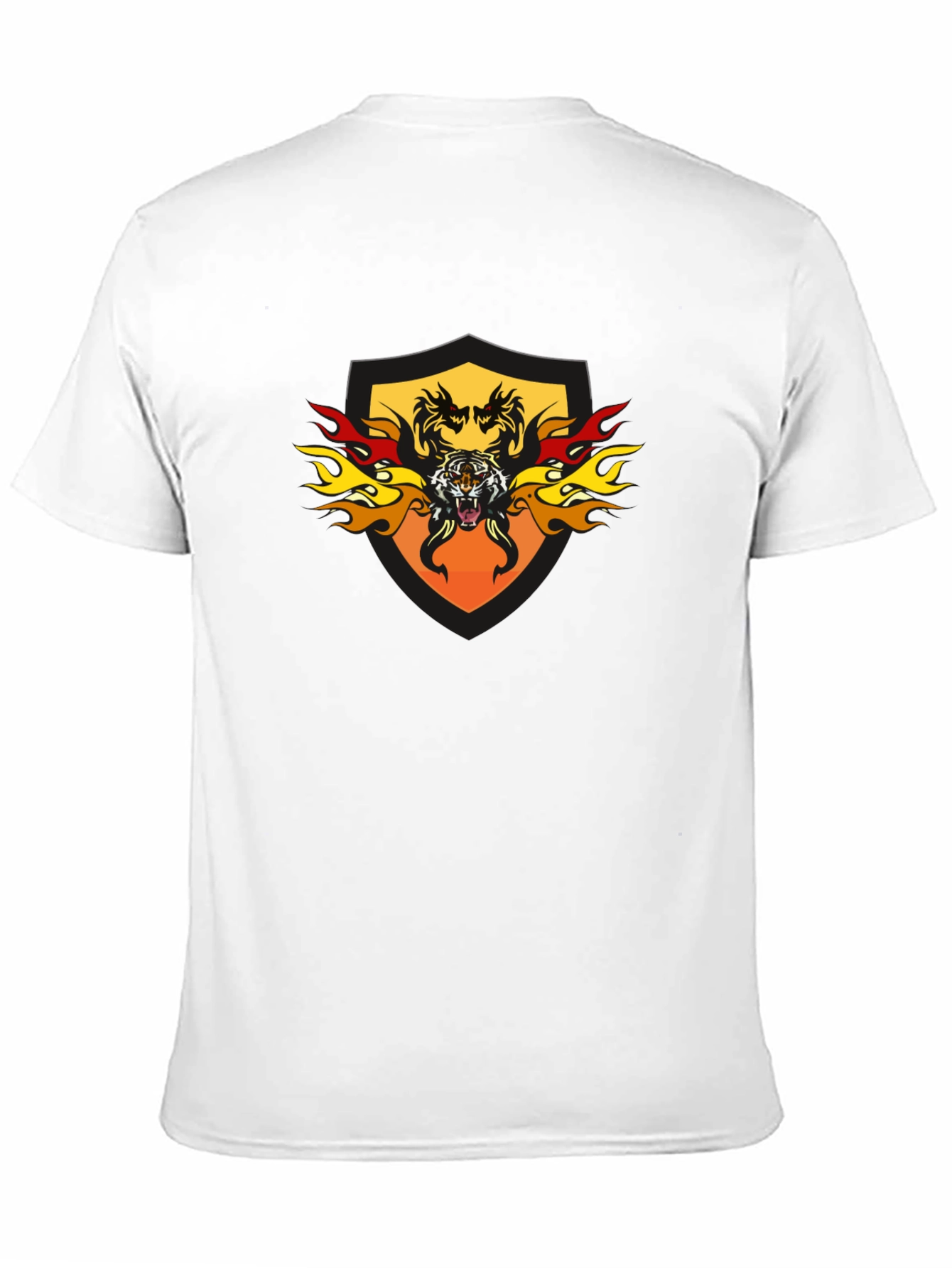 Fiery Tiger Shield Graphic Tee - Black