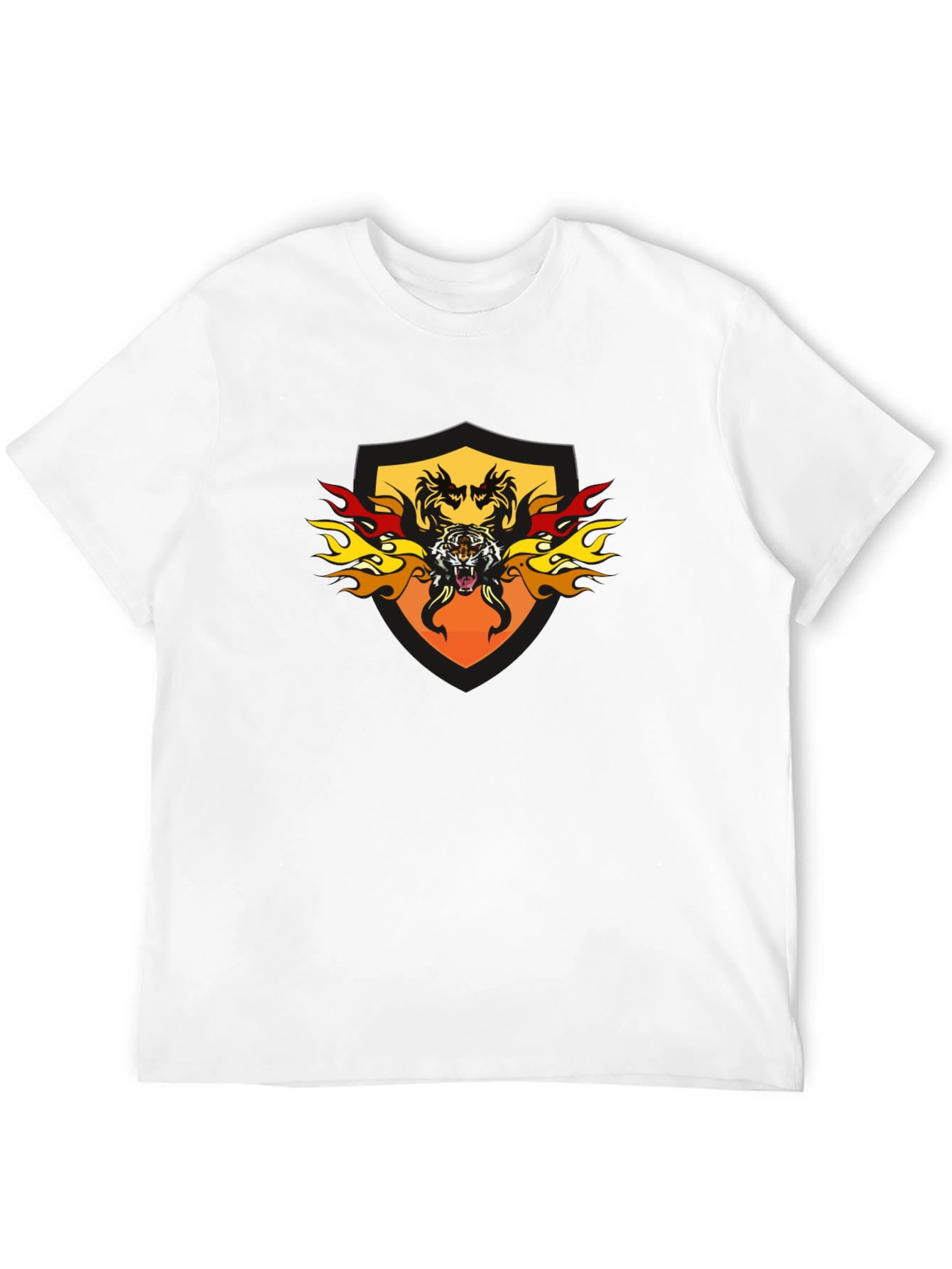 Fiery Tiger Shield Graphic Tee - Black