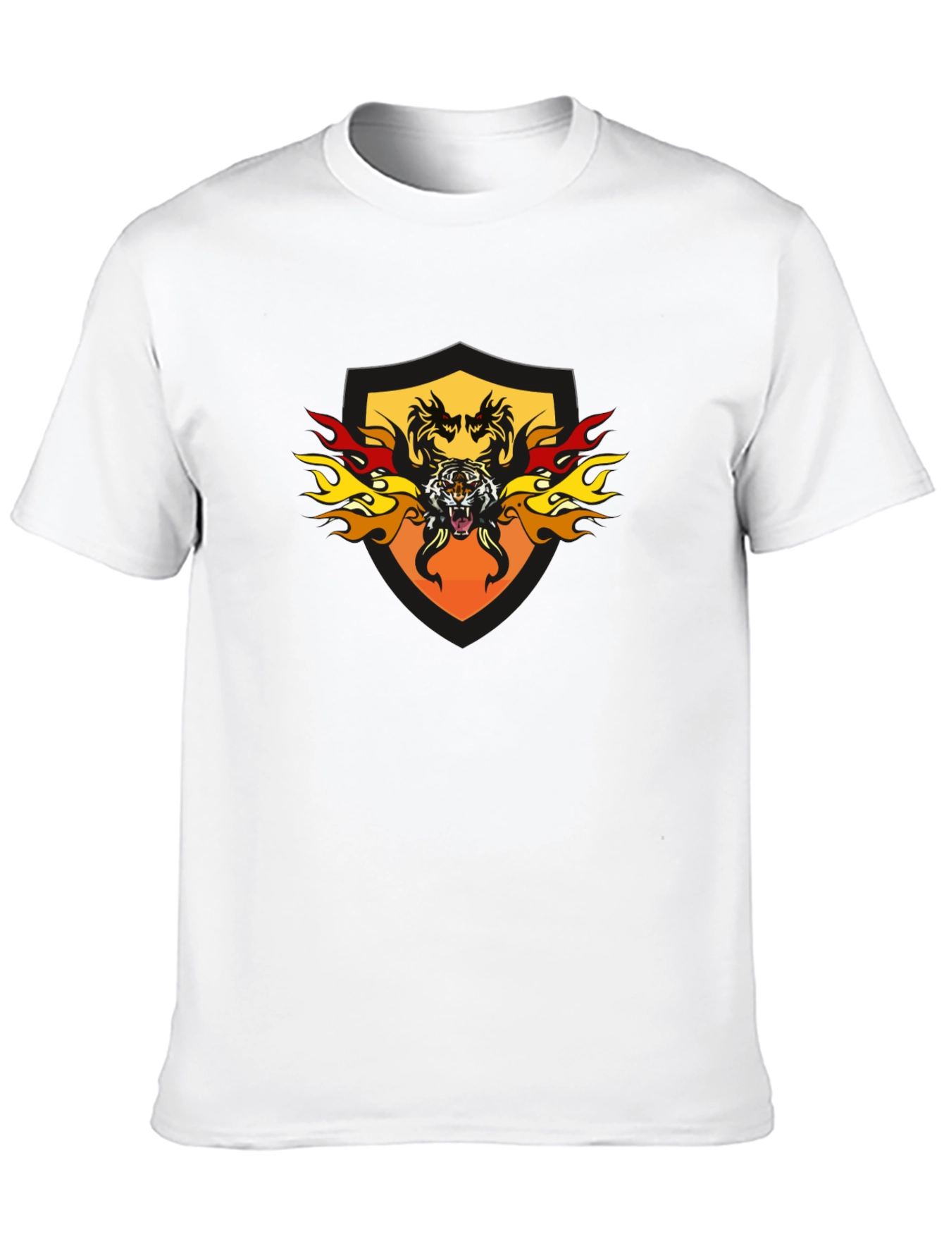Fiery Tiger Shield Graphic Tee - Black
