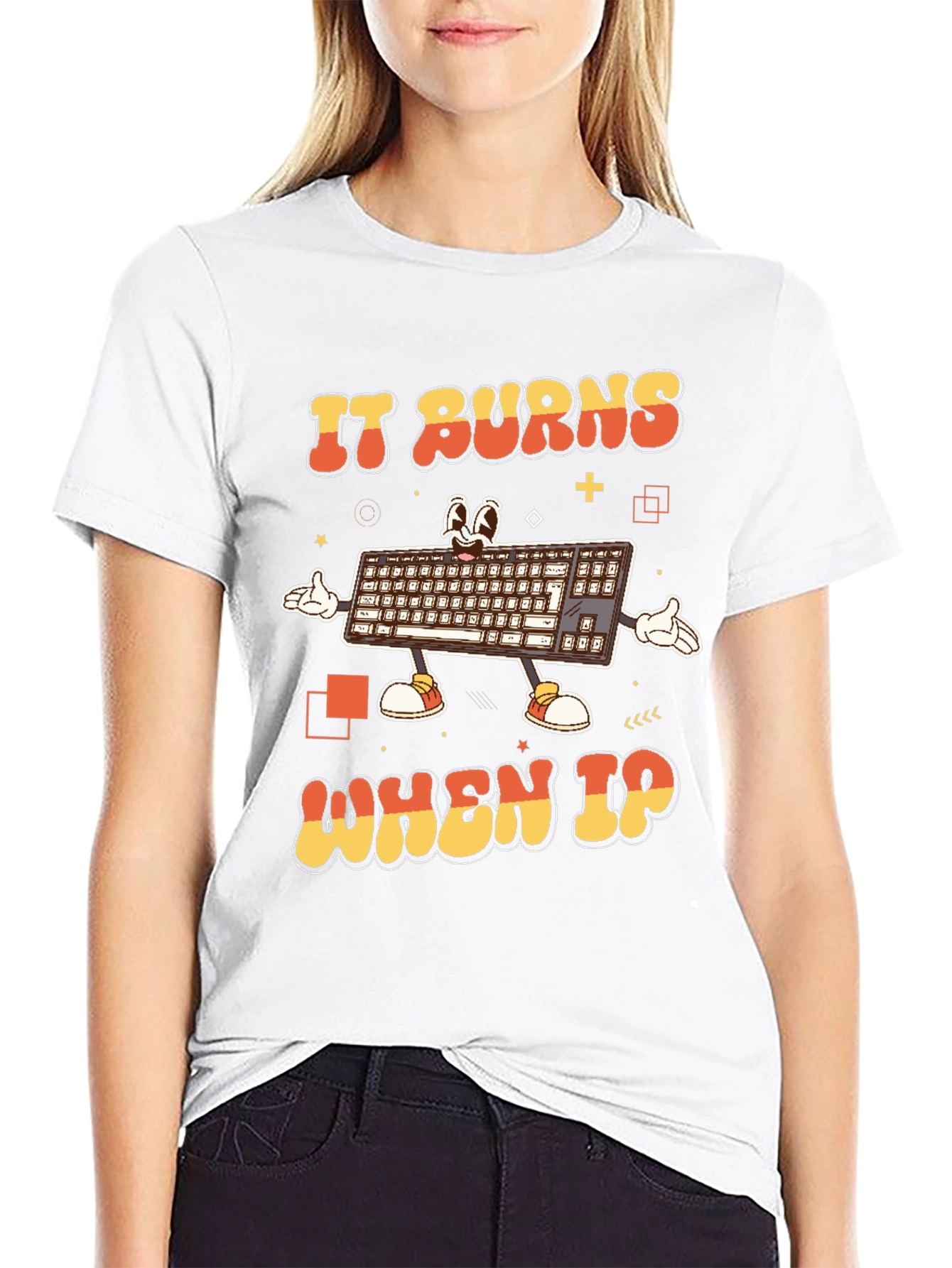 Funny IT Keyboard T-Shirt - IT Burns When IP