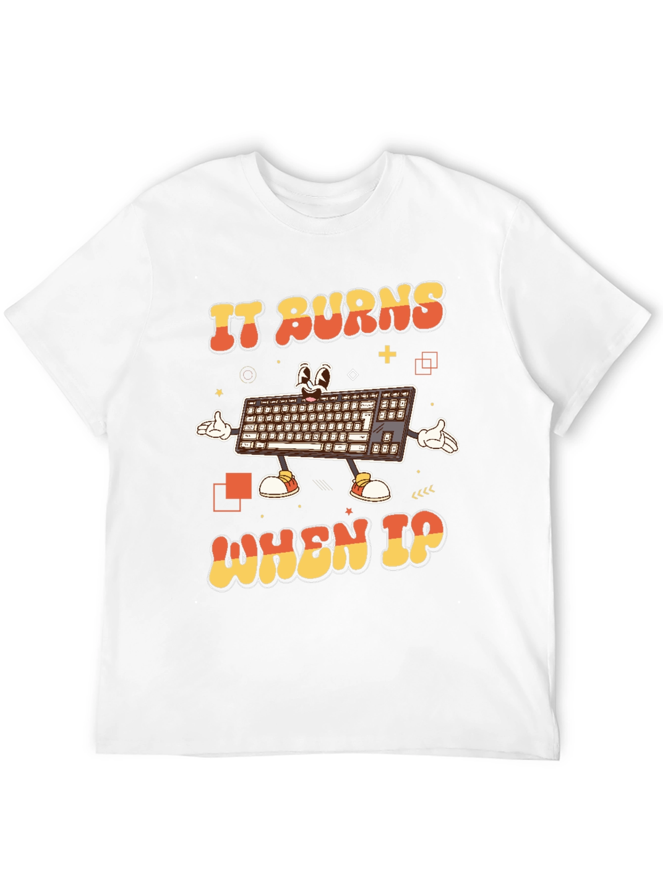 Funny IT Keyboard T-Shirt - IT Burns When IP