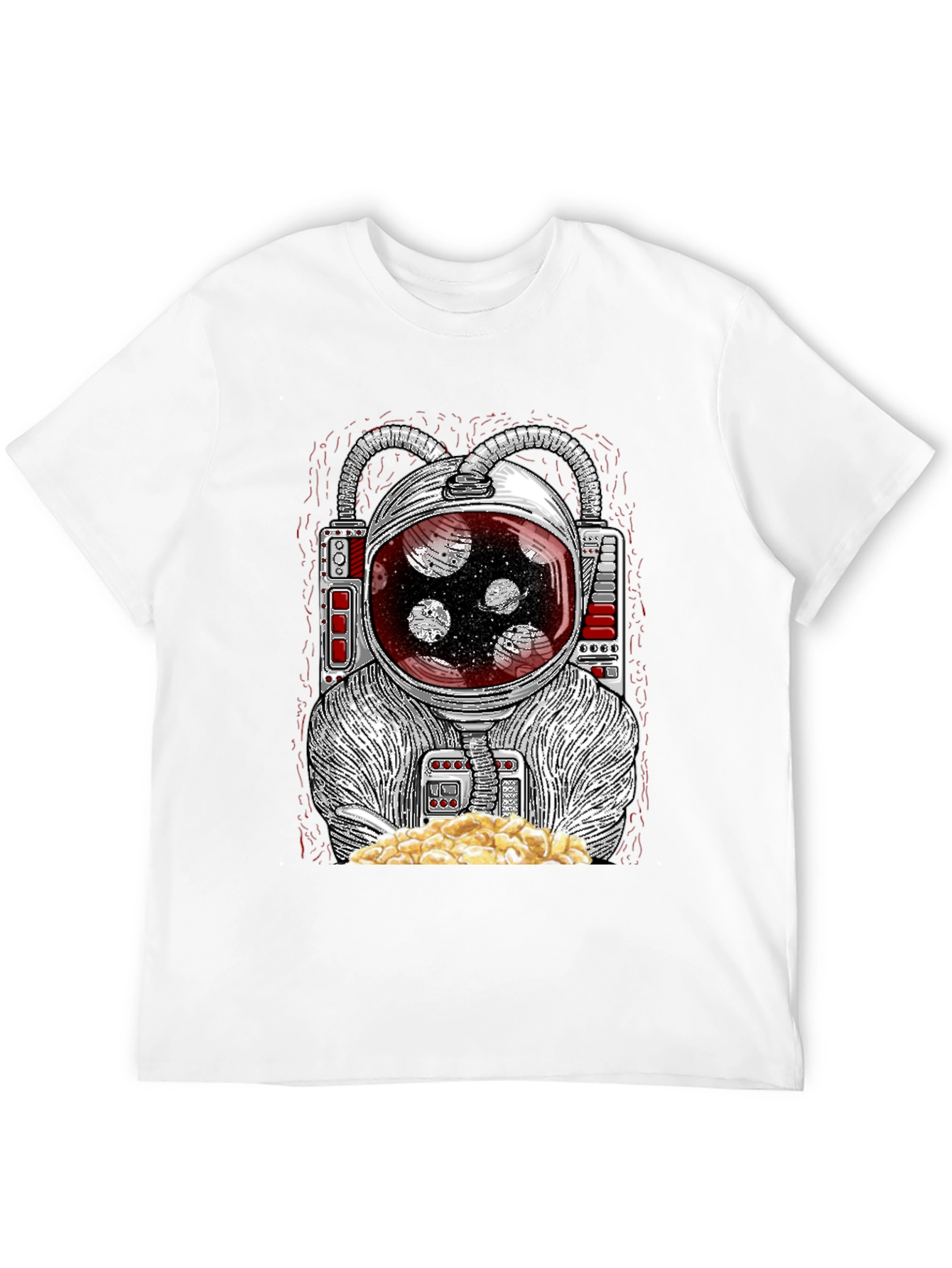 Astronaut Eating Popcorn Graphic T-Shirt