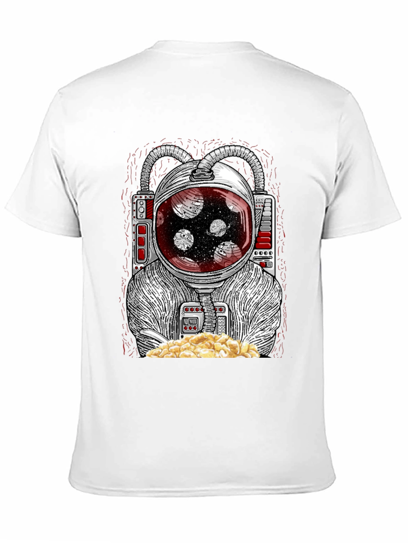 Astronaut Eating Popcorn Graphic T-Shirt