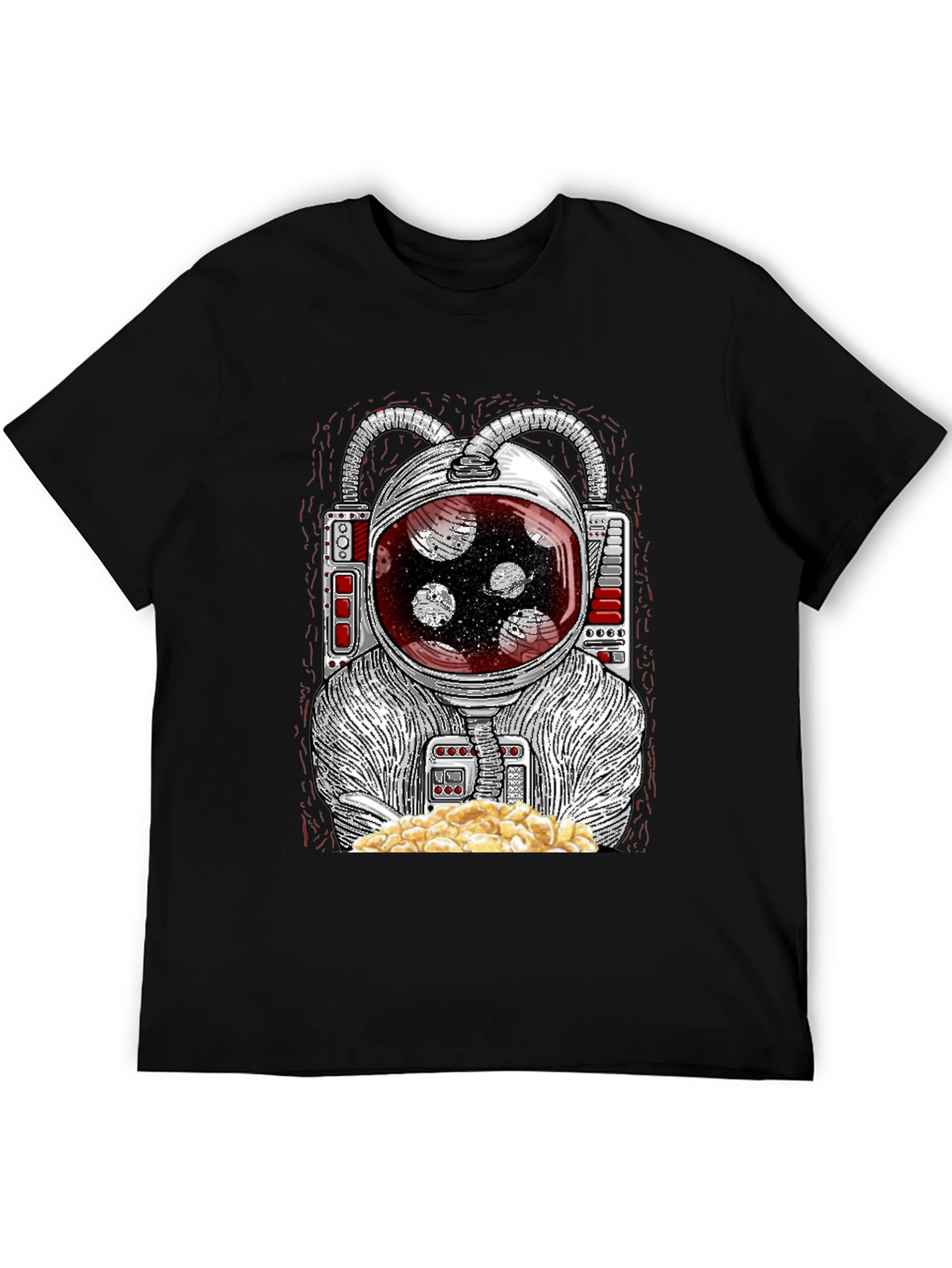 Astronaut Eating Popcorn Graphic T-Shirt