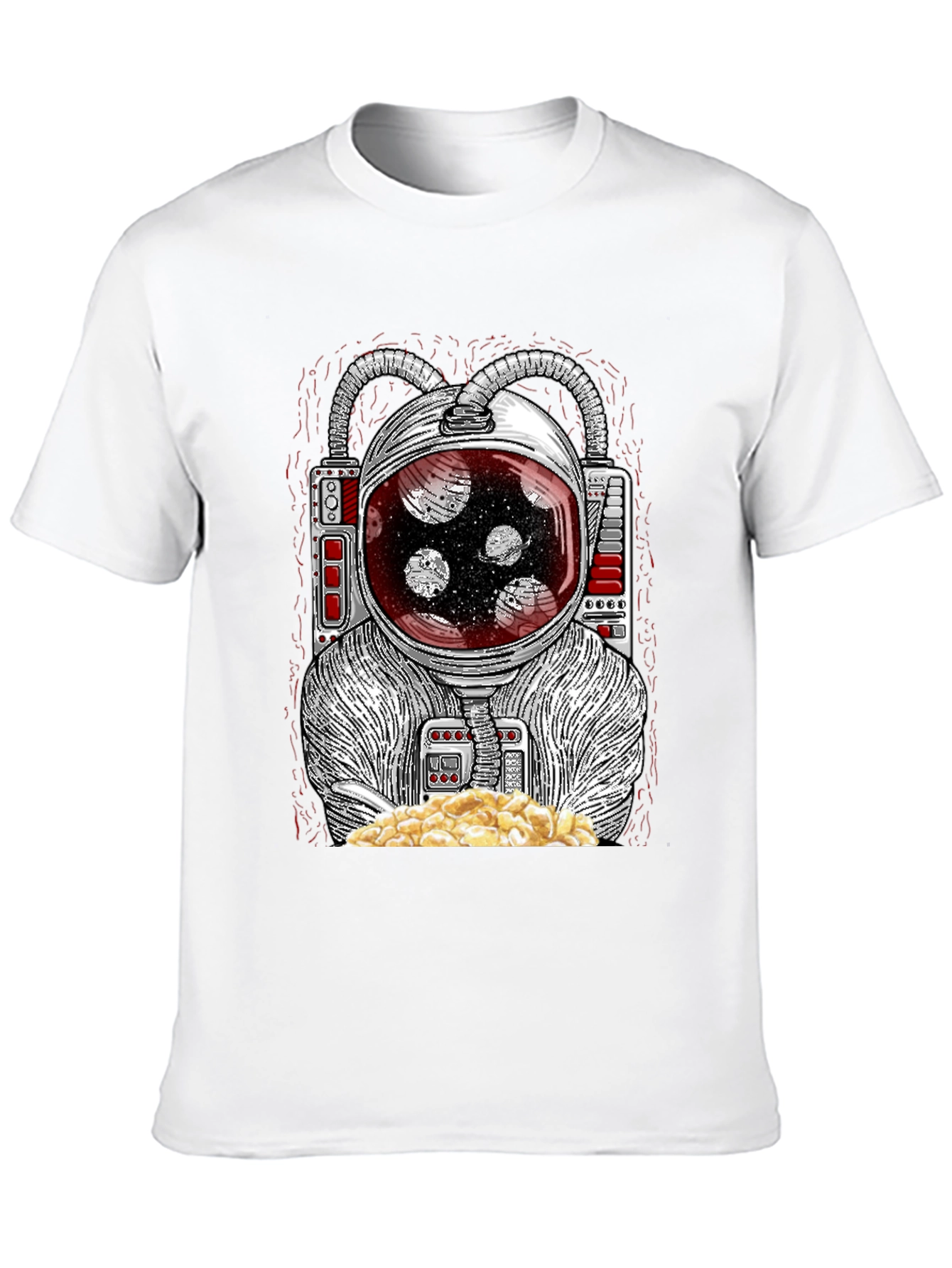 Astronaut Eating Popcorn Graphic T-Shirt