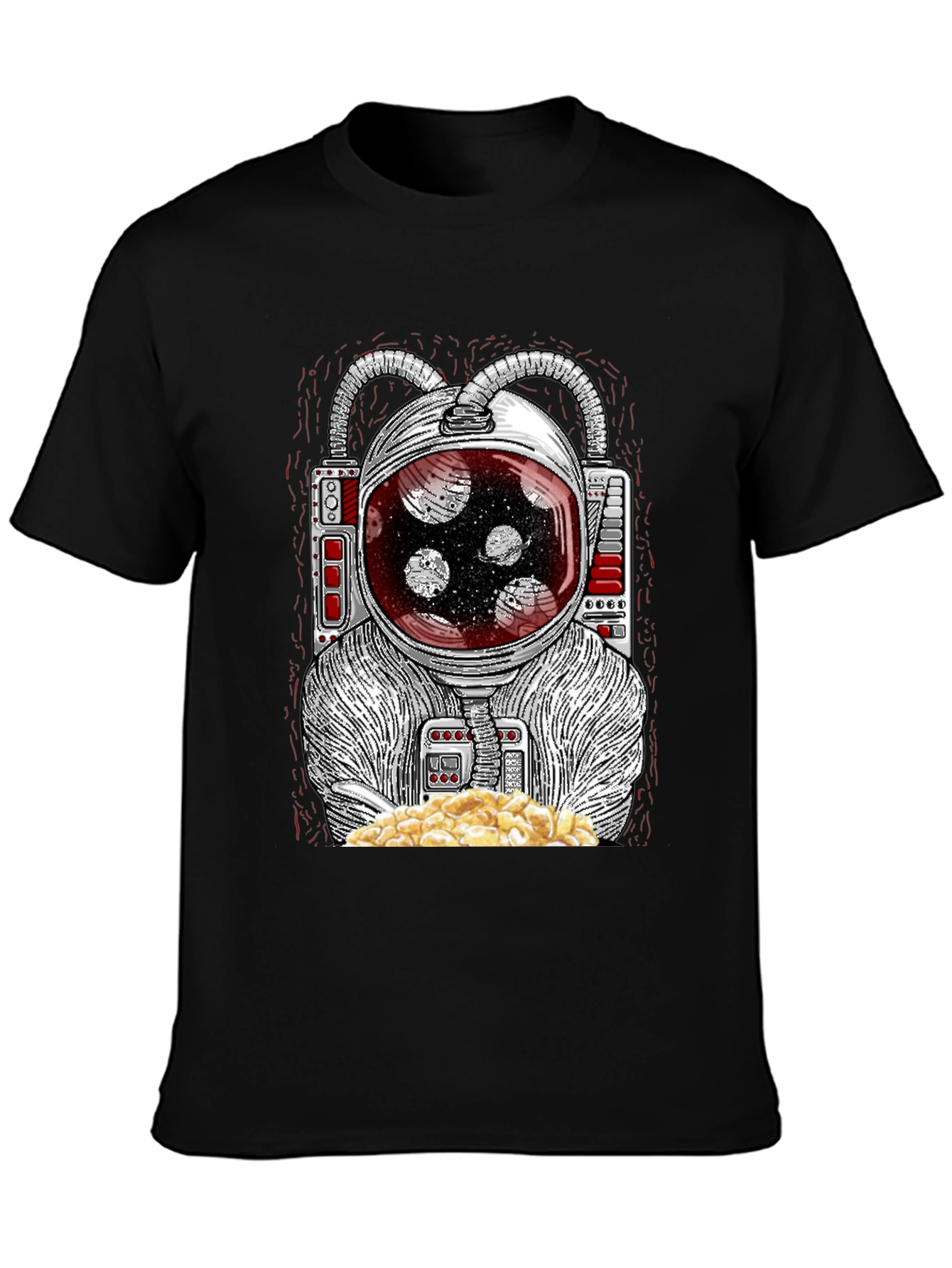 Astronaut Eating Popcorn Graphic T-Shirt